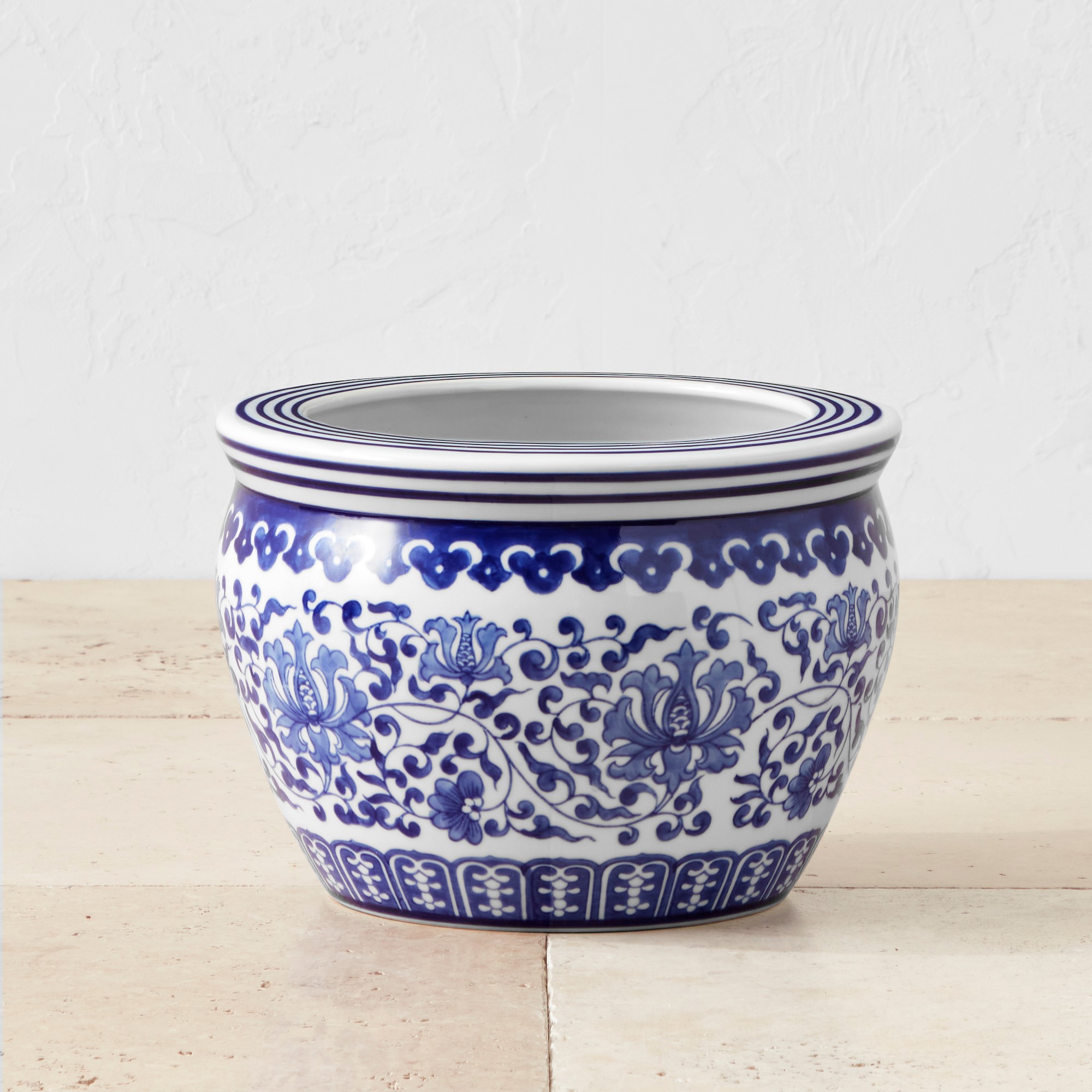 Blue & White Ceramic Planter, Small