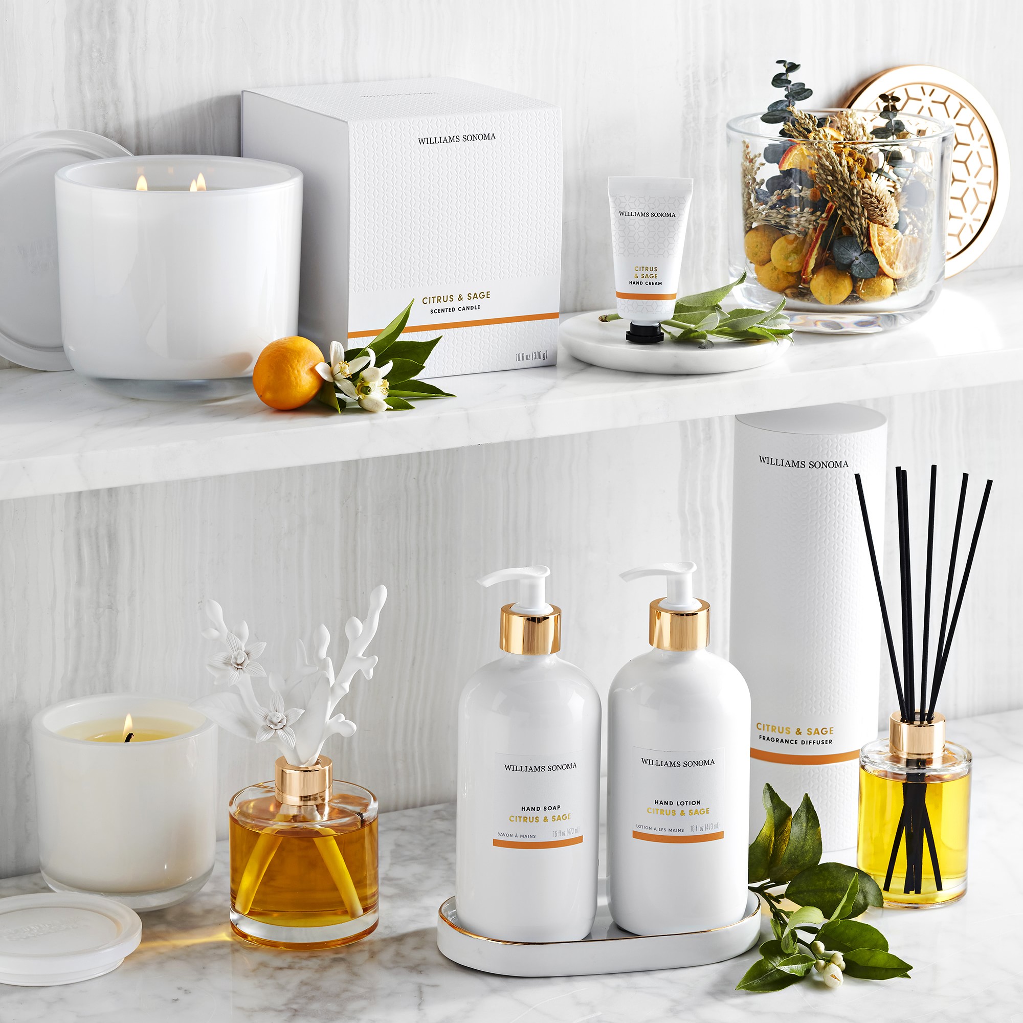 Home Fragrance Porcelain Diffuser, Citrus & Sage