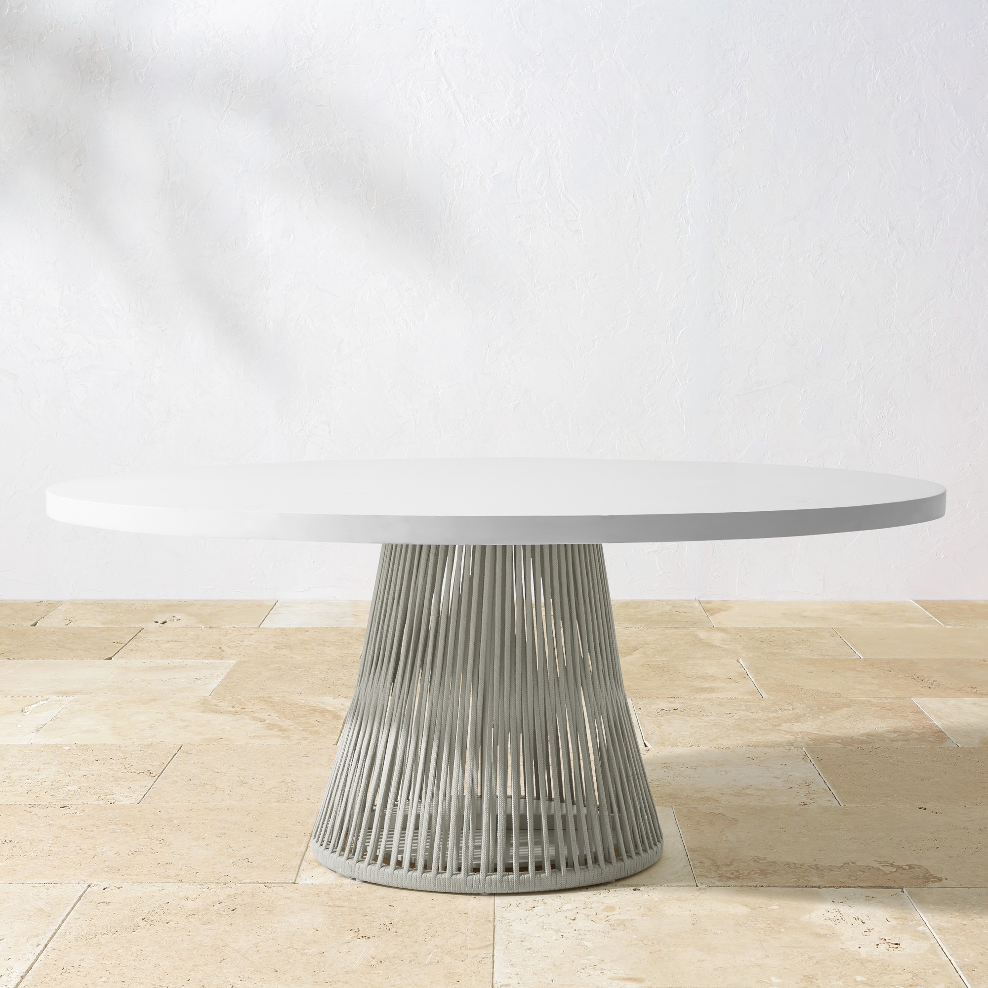 Pasadena Outdoor Fiberstone and Rope Oval Dining Table (72
