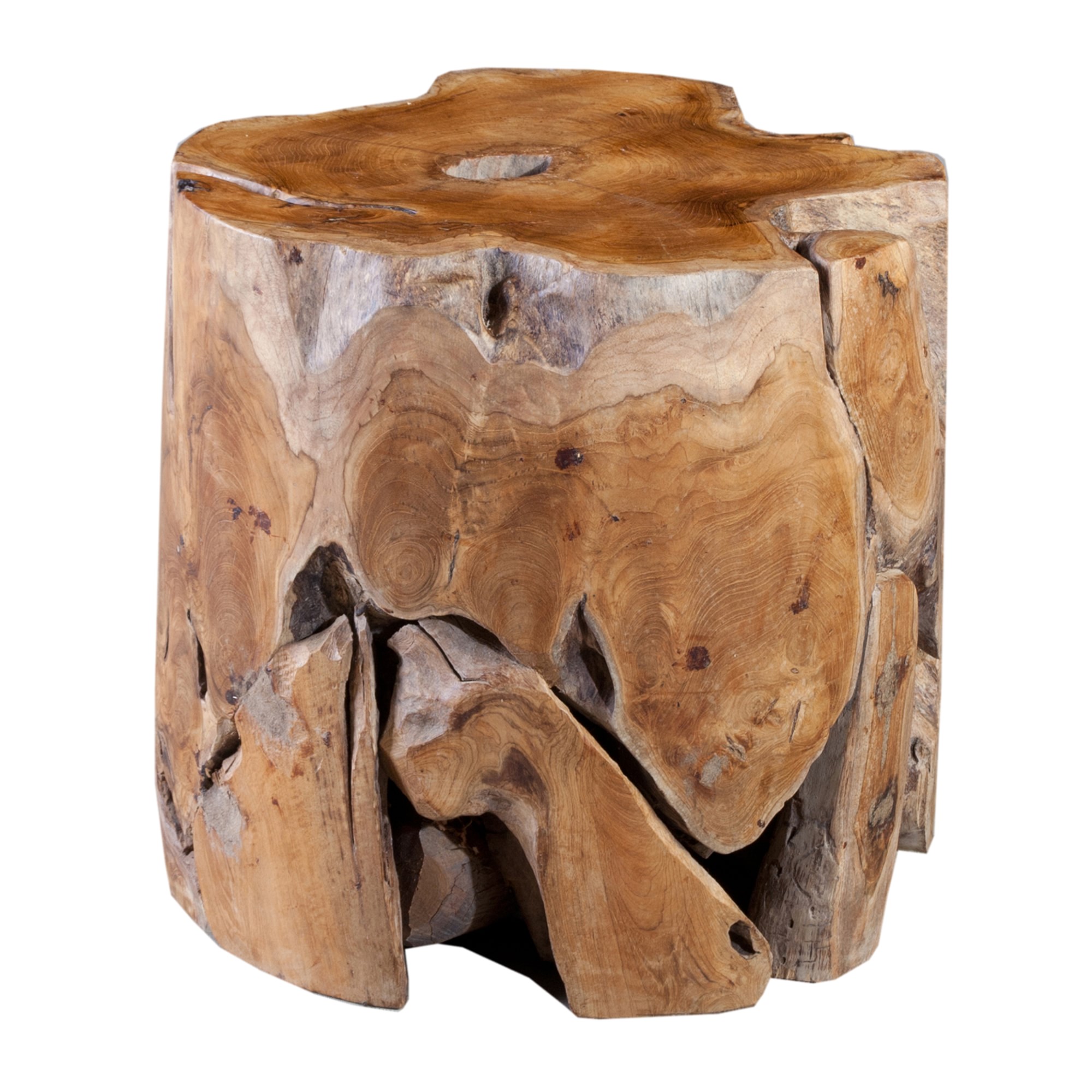 Sliced Teak Live Edge Stool (16