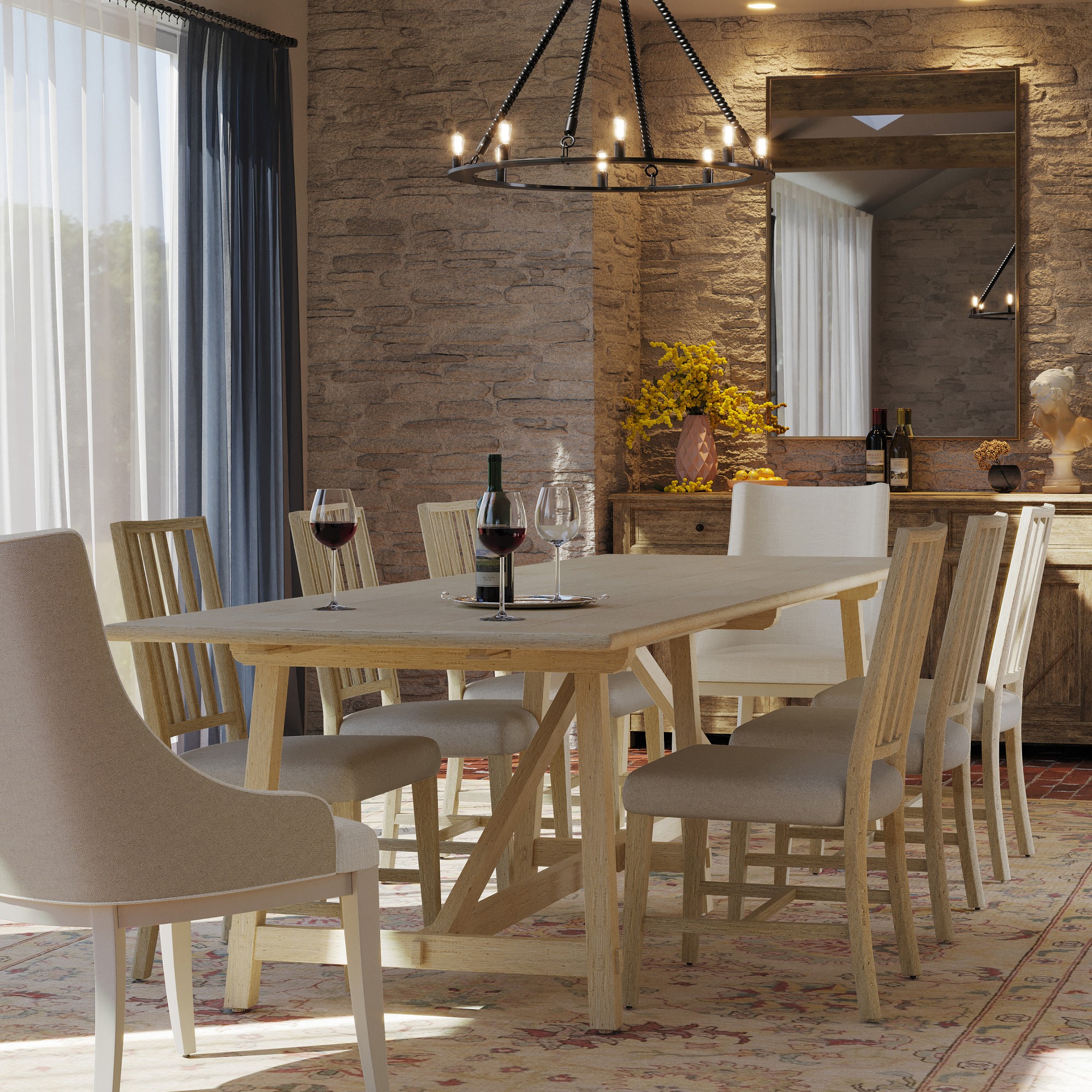 Jonathan Charles Sidereal French Laundry Extendable Rectangular Dining Table (97