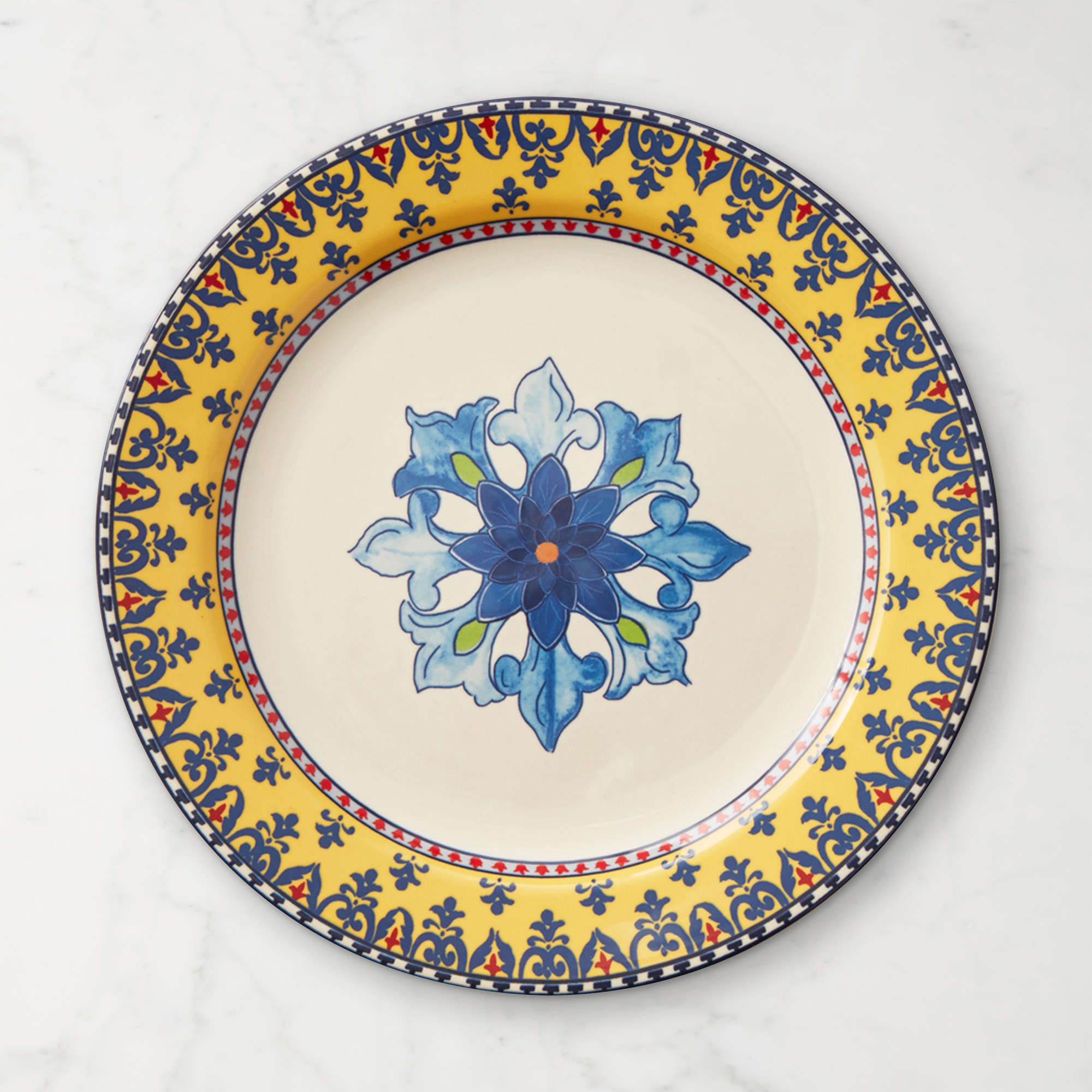 Sicily Ceramic Dinner Plates, Yellow Rim