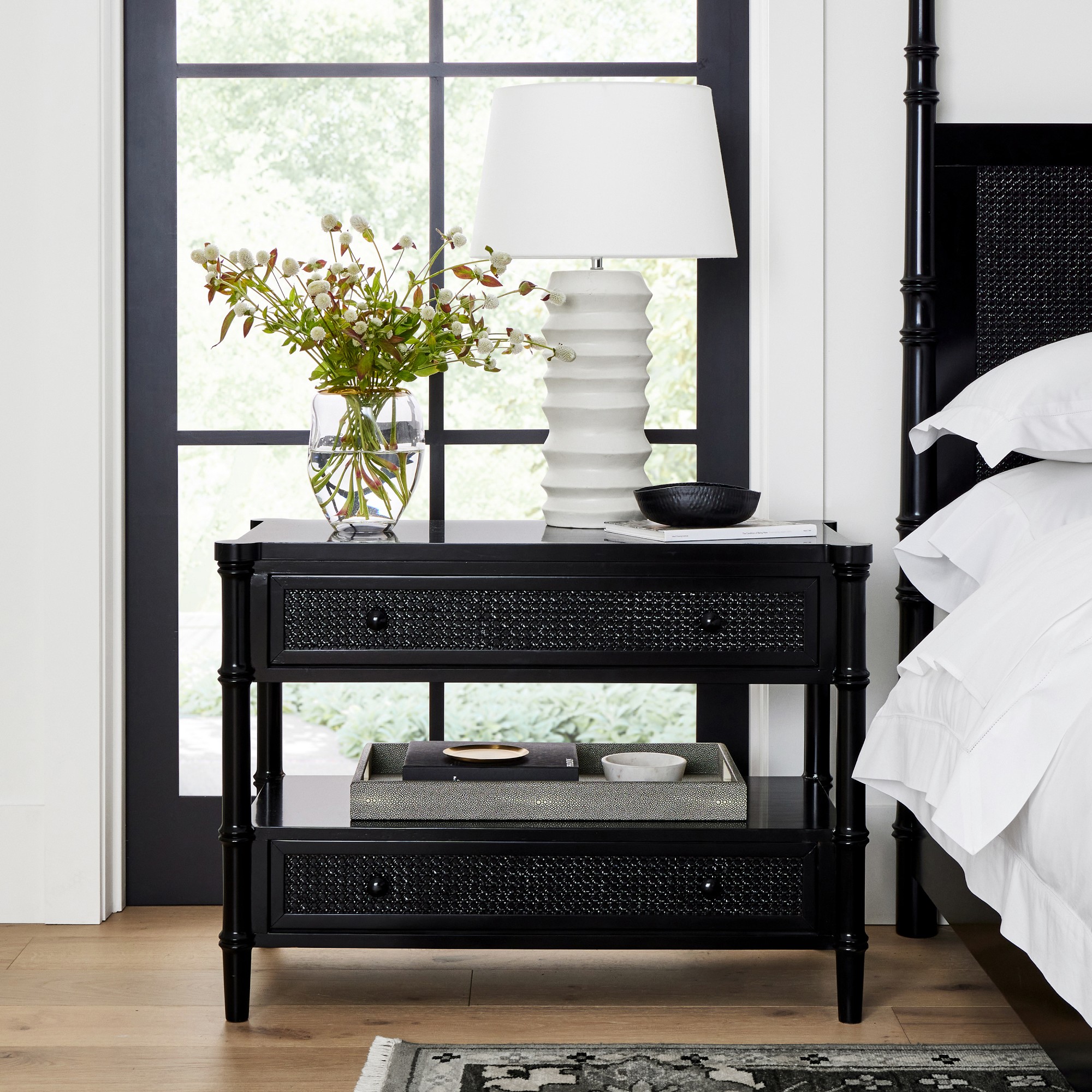 Cane 2-Drawer Nightstand (36