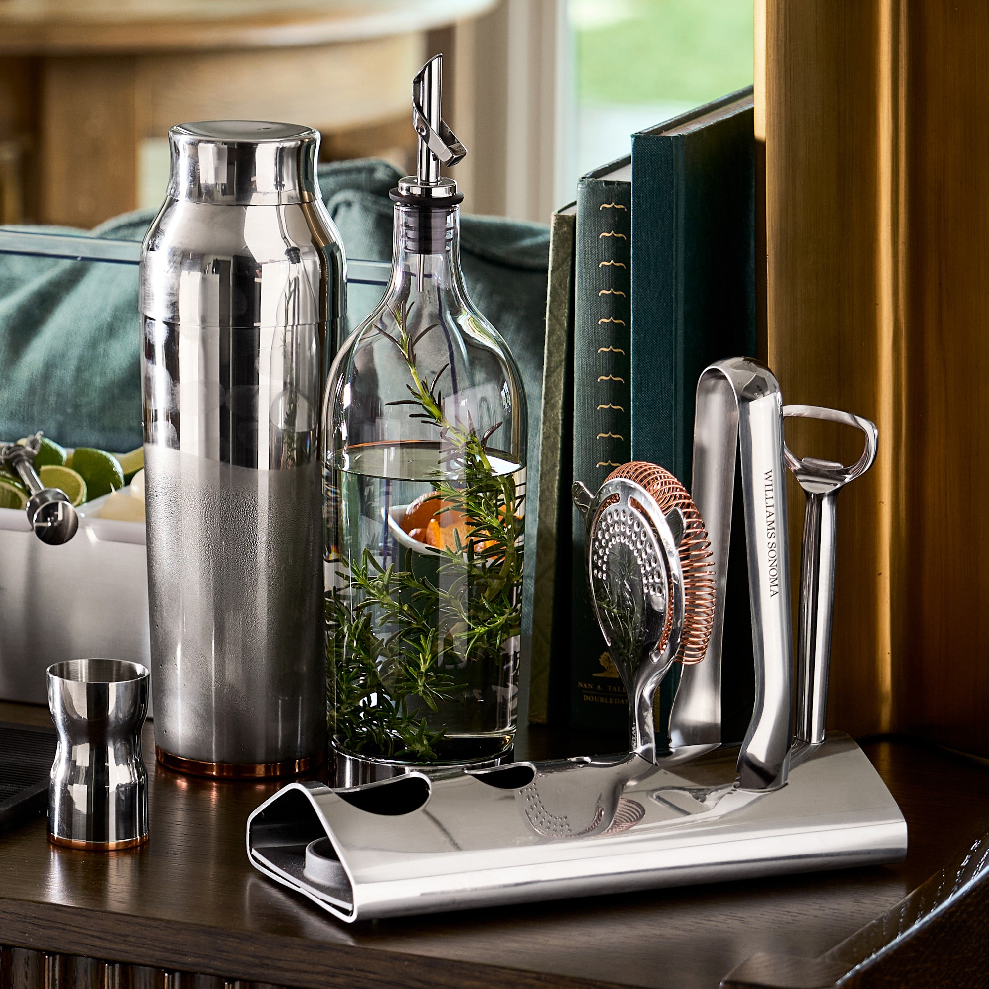 Williams Sonoma Signature Bar Tools with Stand & Cocktail Shaker, Set of 8