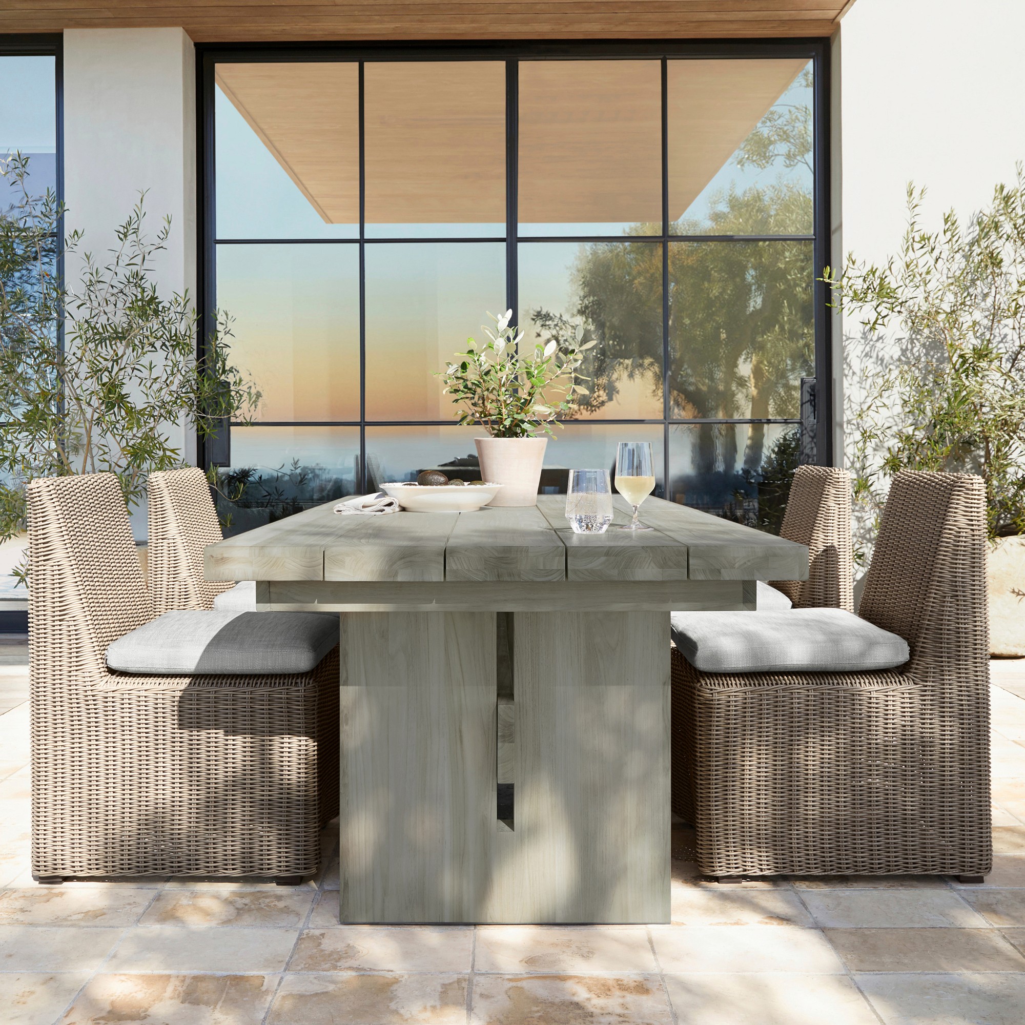San Clemente Outdoor Grey Teak Rectangular Dining Table (84