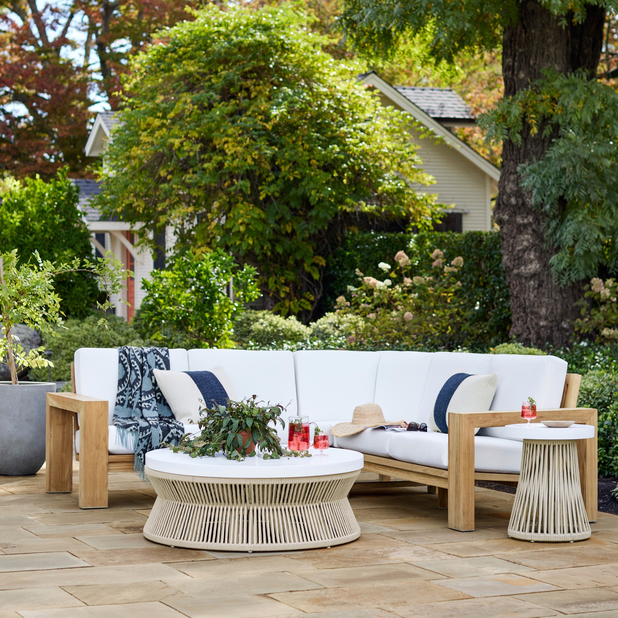 Larnaca Outdoor Natural Teak Customizable Sectional (62