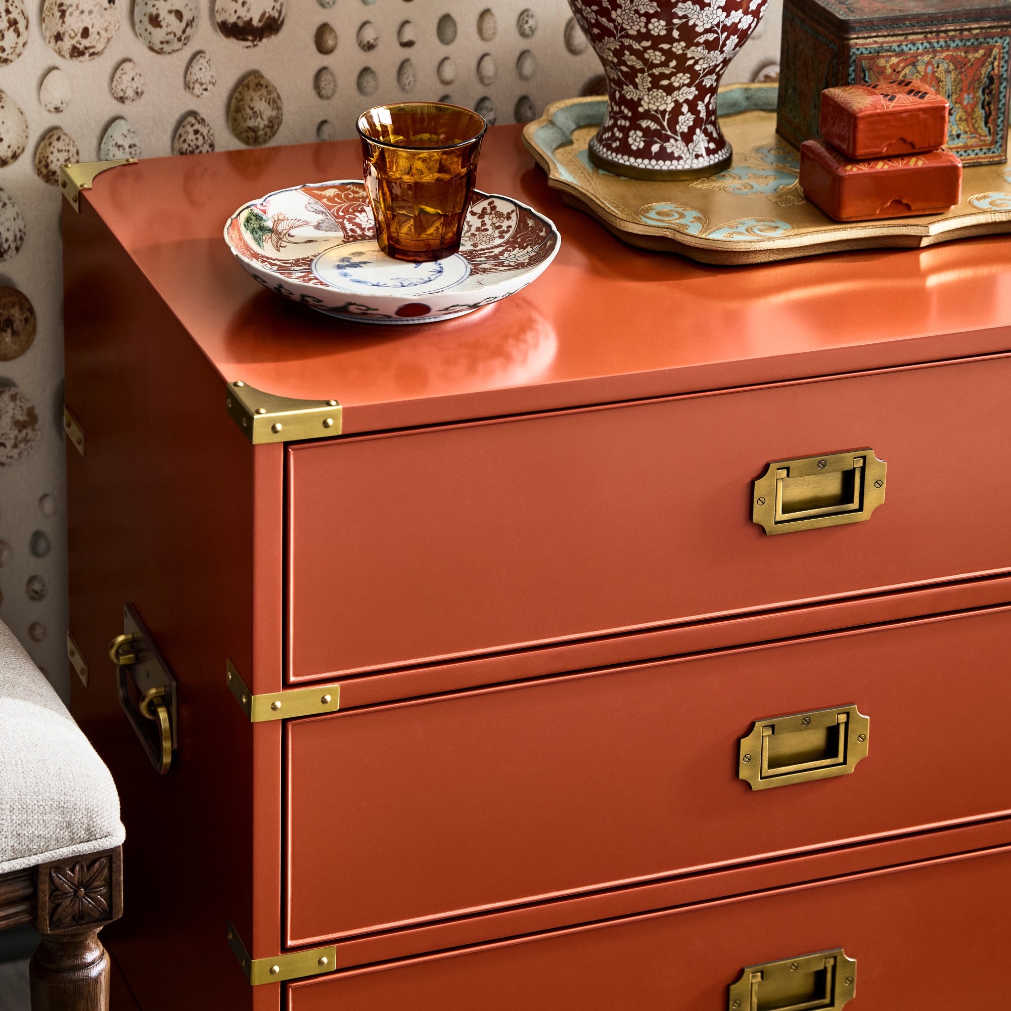 Campaign 3-Drawer Nightstand, Persimmon (30