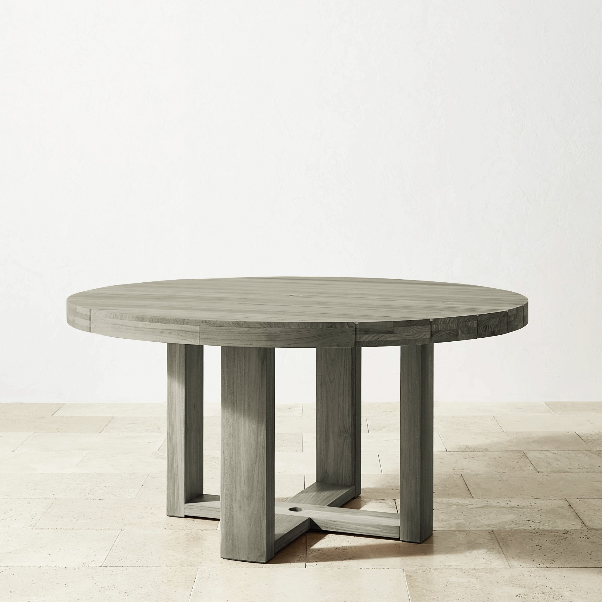 Larnaca Outdoor Grey Teak Round Dining Table (60