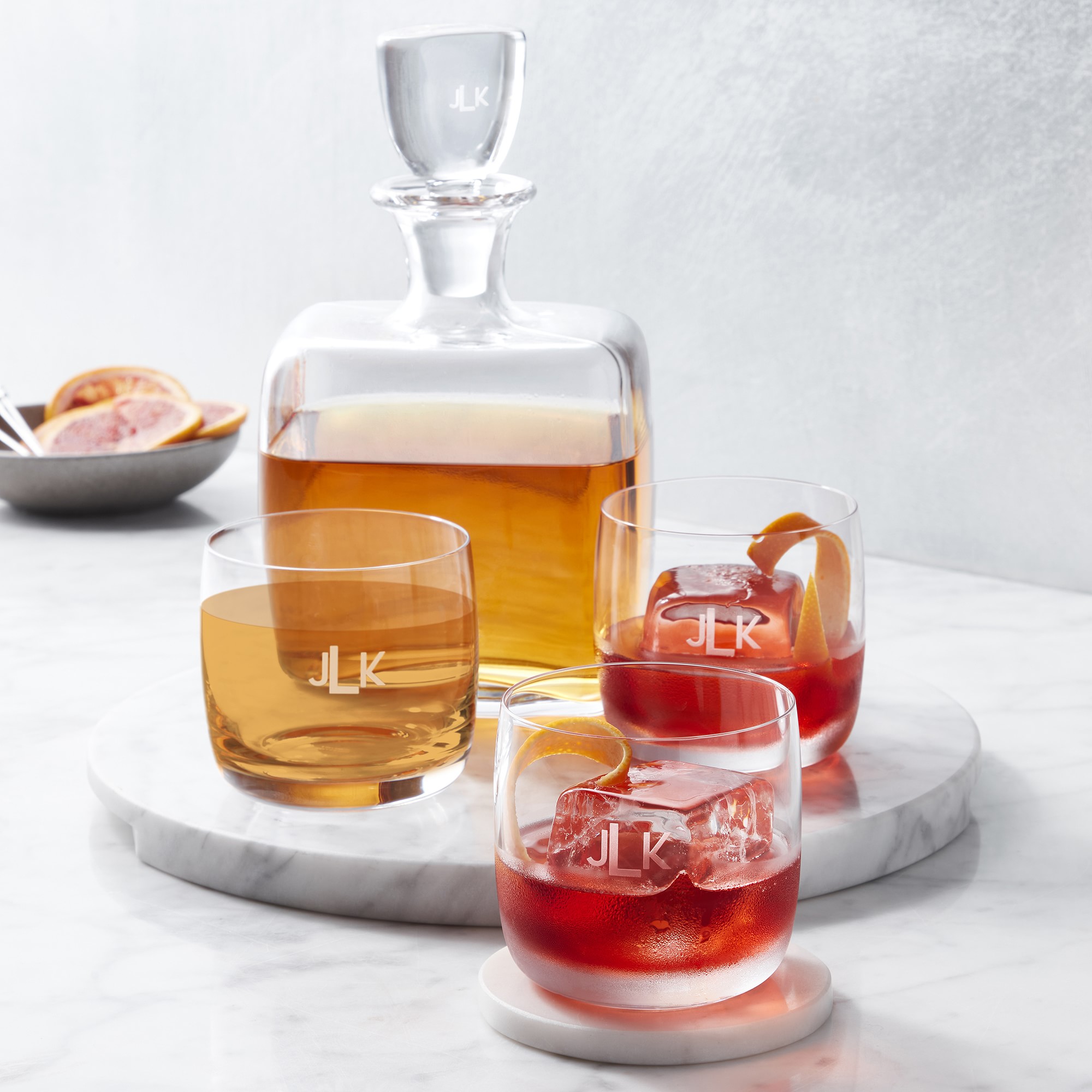 Williams Sonoma Reserve Decanter & Double Old-Fashioned Glasses, Set of 4
