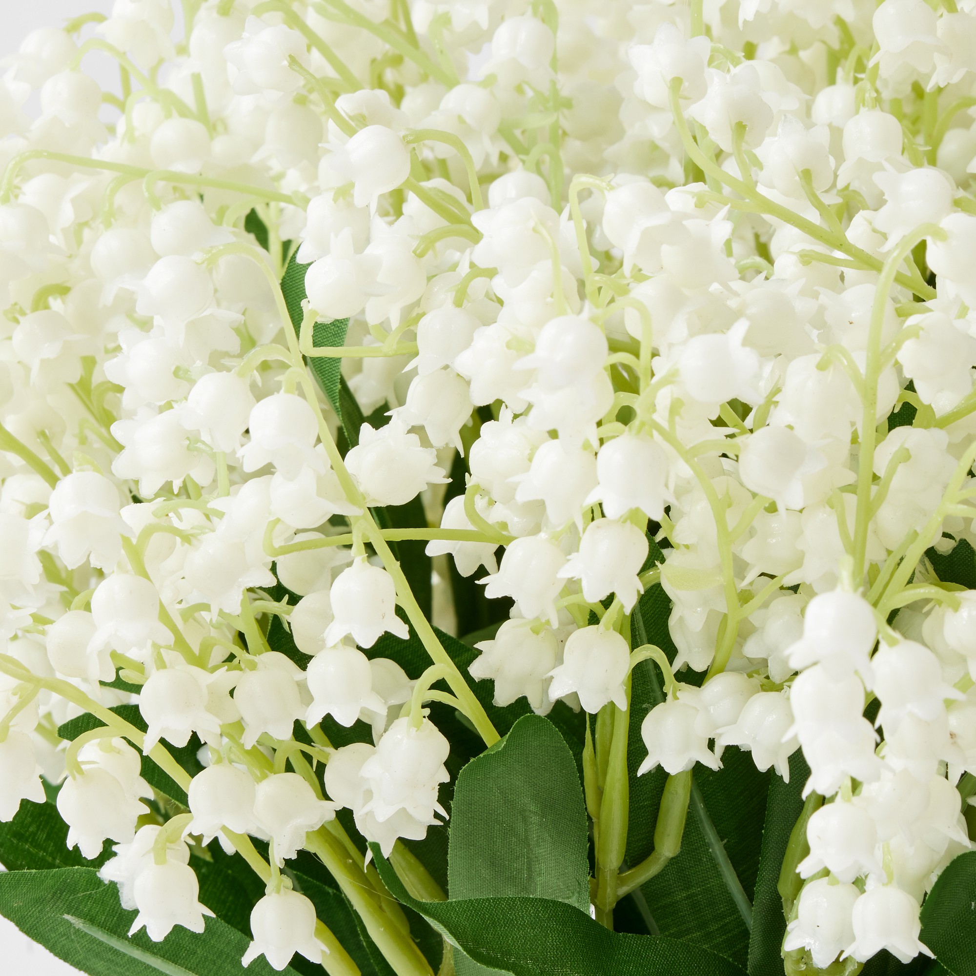 Faux Lily of the Valley Arrangement in Blue & White Pot