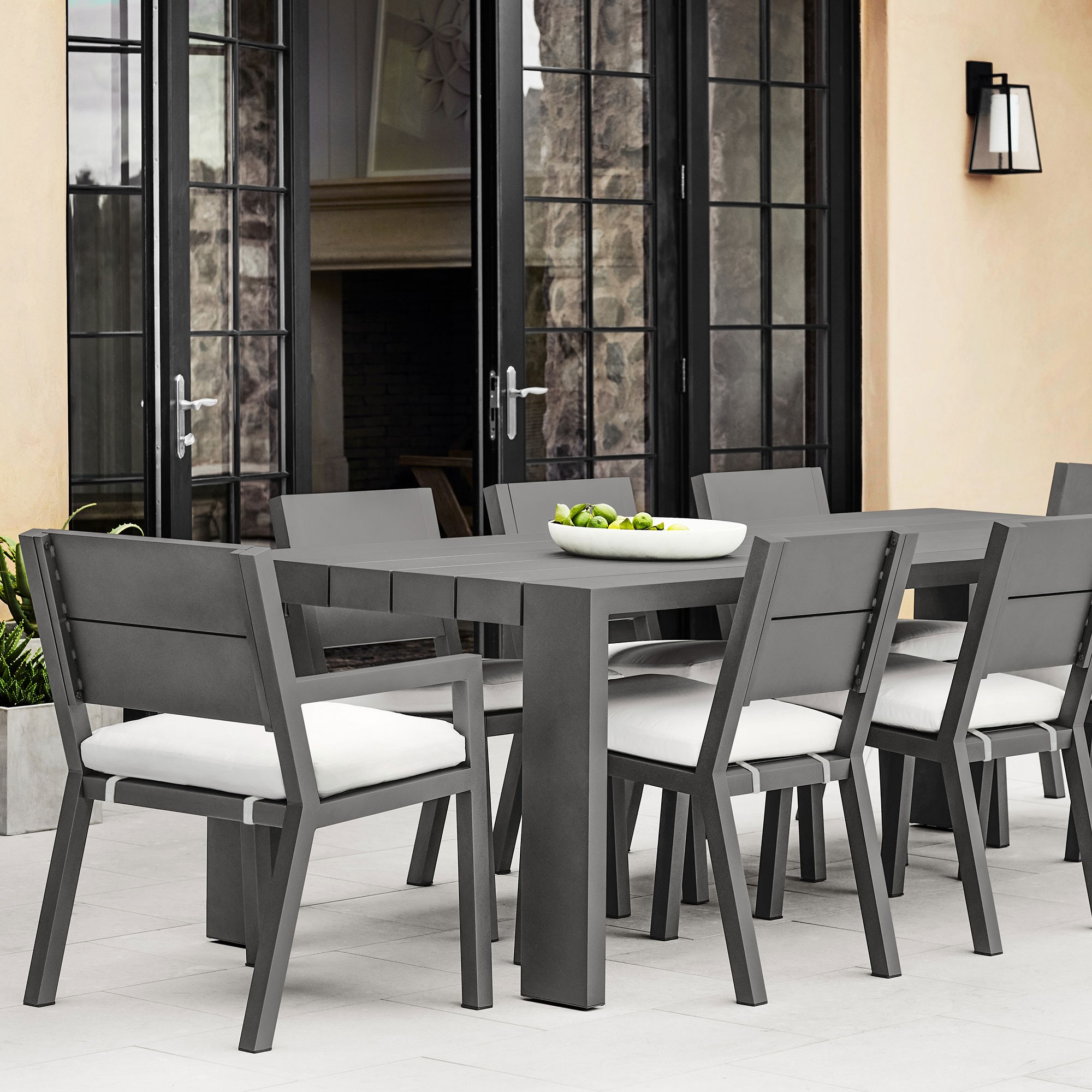 Larnaca Slate Grey Metal Dining Table & Dining Chairs (94