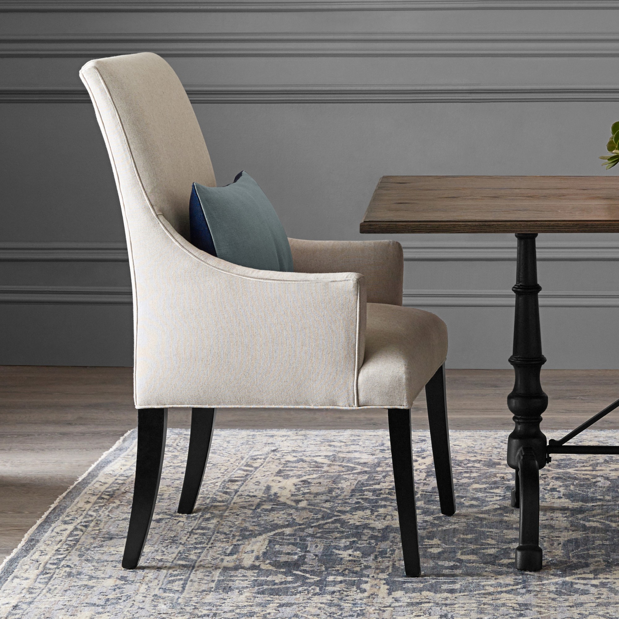 Belvedere Dining Armchair, Natural Chunky Linen