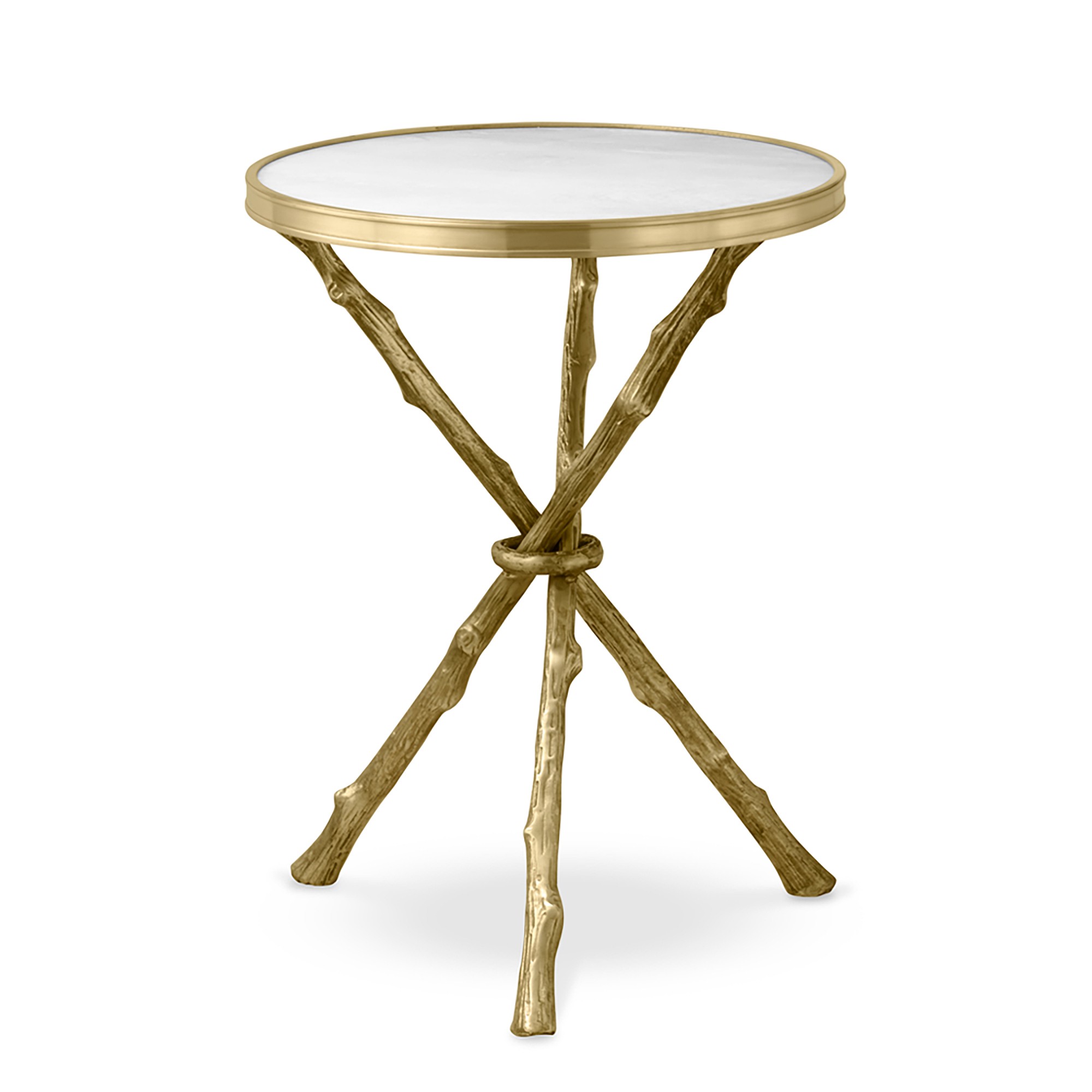 Faux Bois Accent Table with Marble Top (16.5