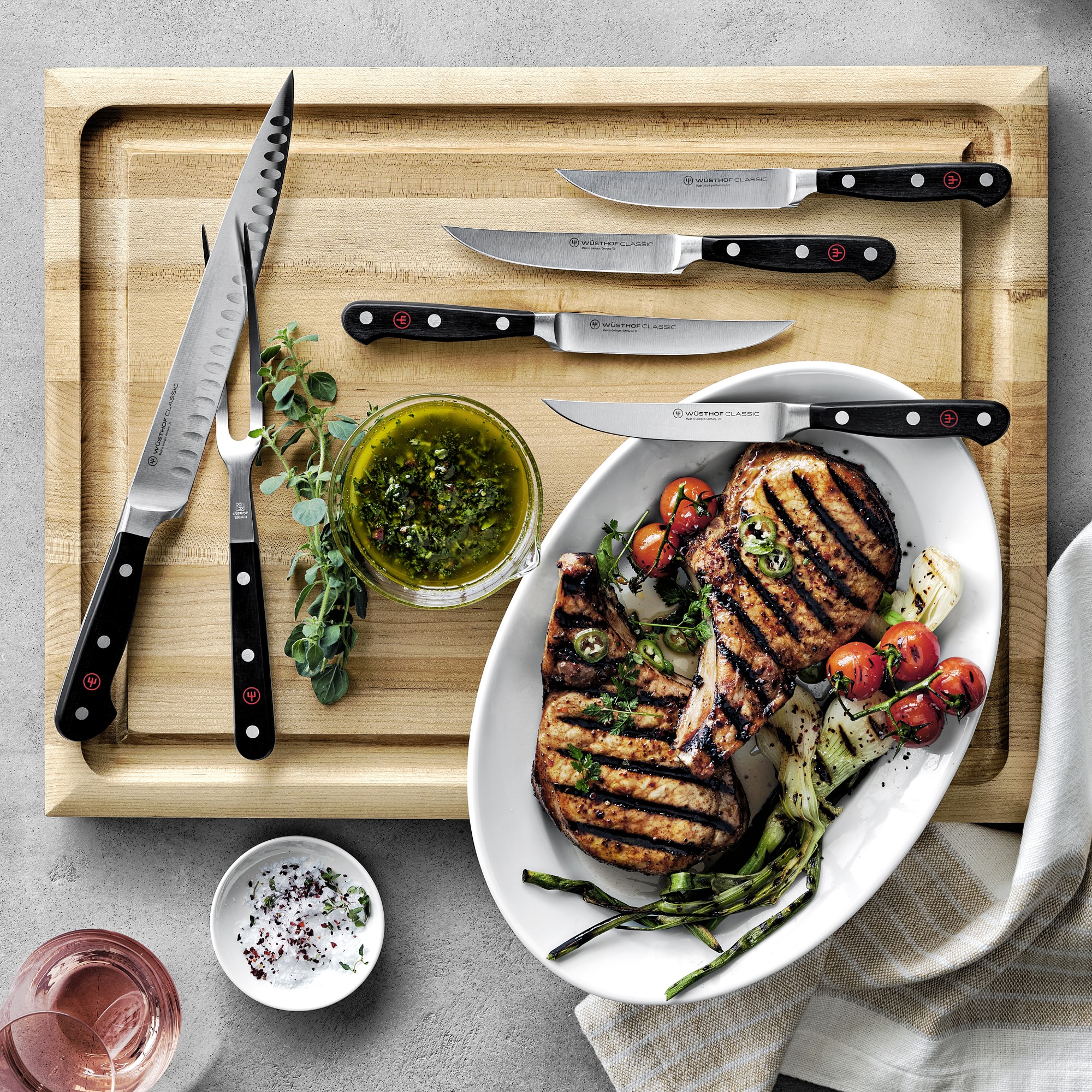 Wüsthof Classic Straight Carving Knife & Meat Fork Set
