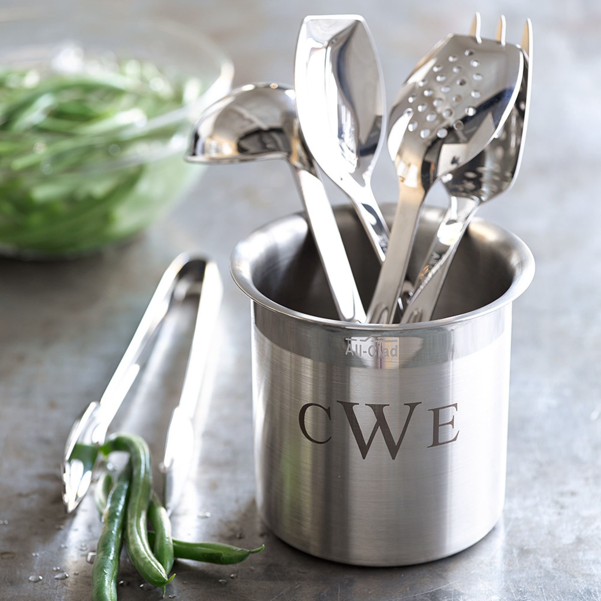 All-Clad Cook & Serve Stainless-Steel Utensils with Utensil Holder, Set of 6