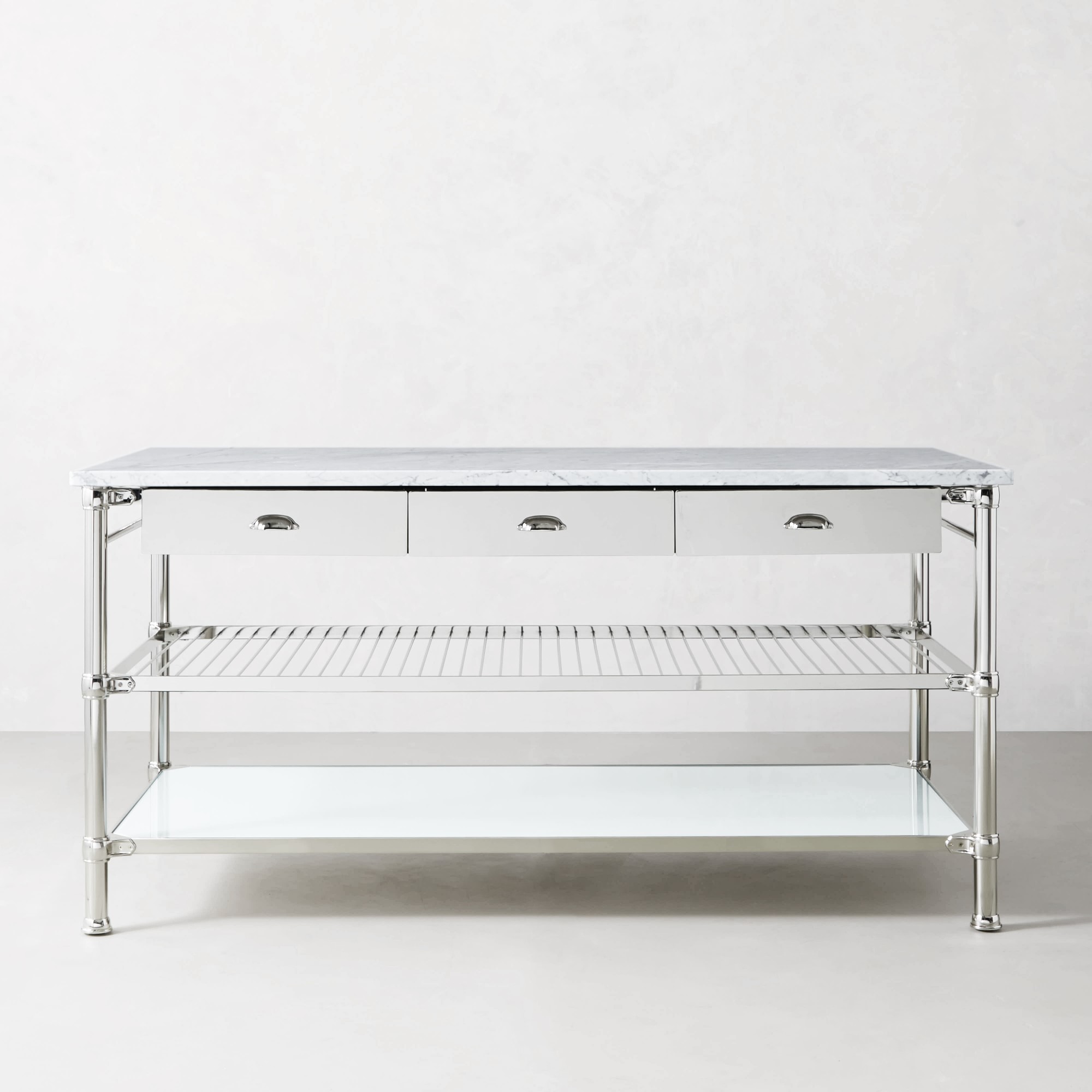 Modular Double Kitchen Island with Marble Top (72