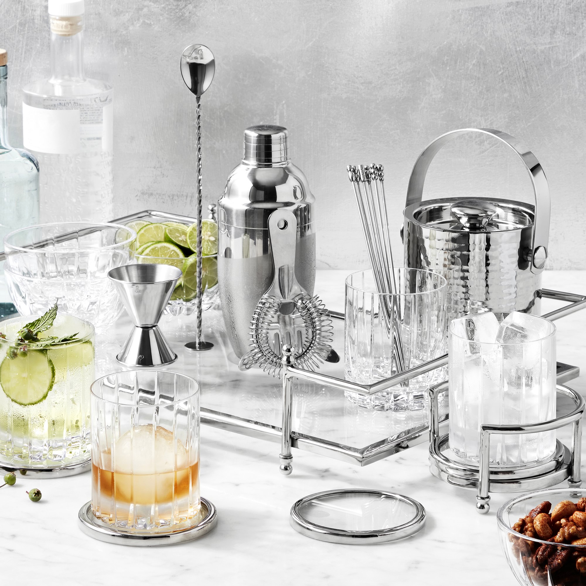 Stainless Steel and Glass Coasters, Set of 4