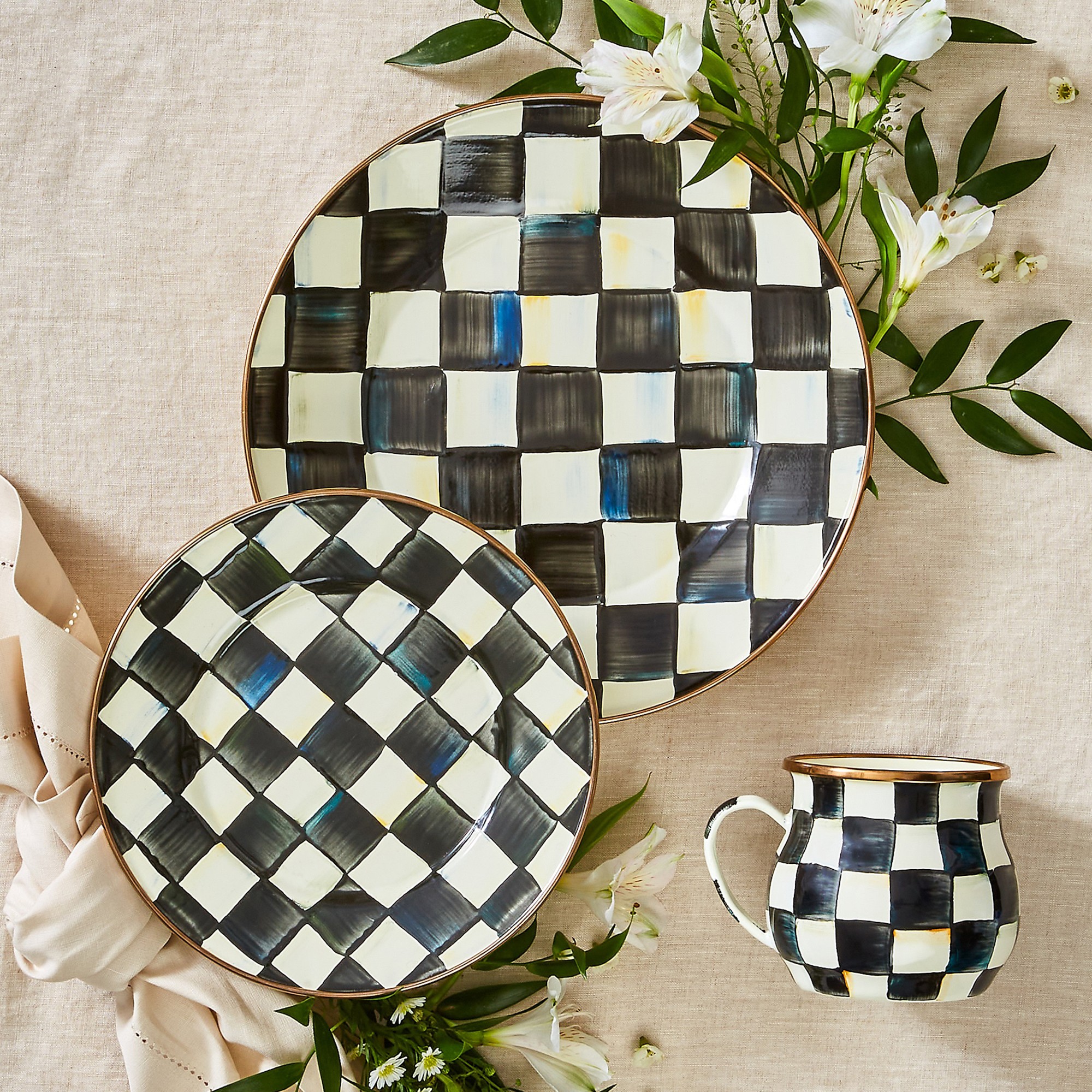 MacKenzie-Childs Courtly Check Dinner Plates, Set of 4