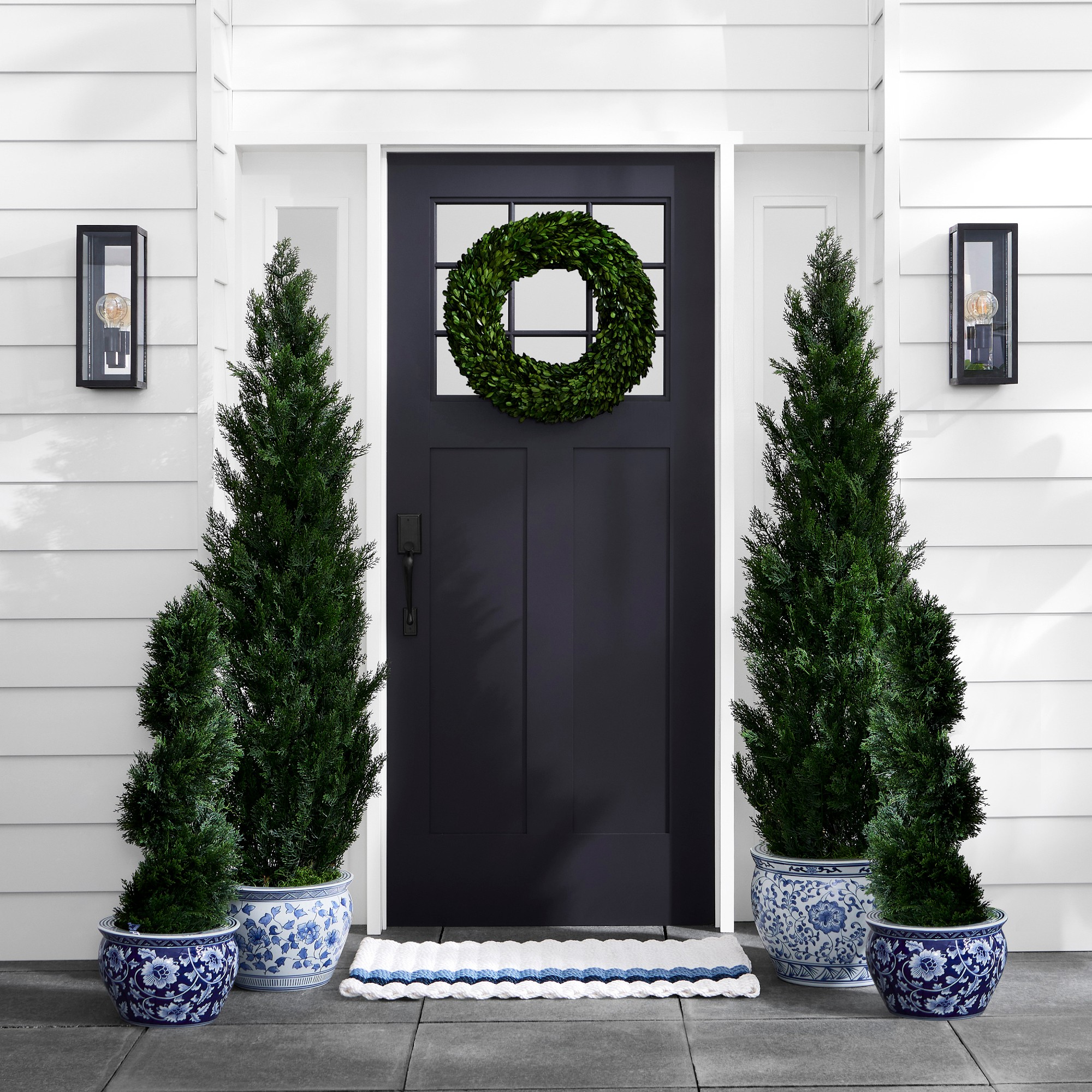 Blue & White Ceramic Planter, Medium