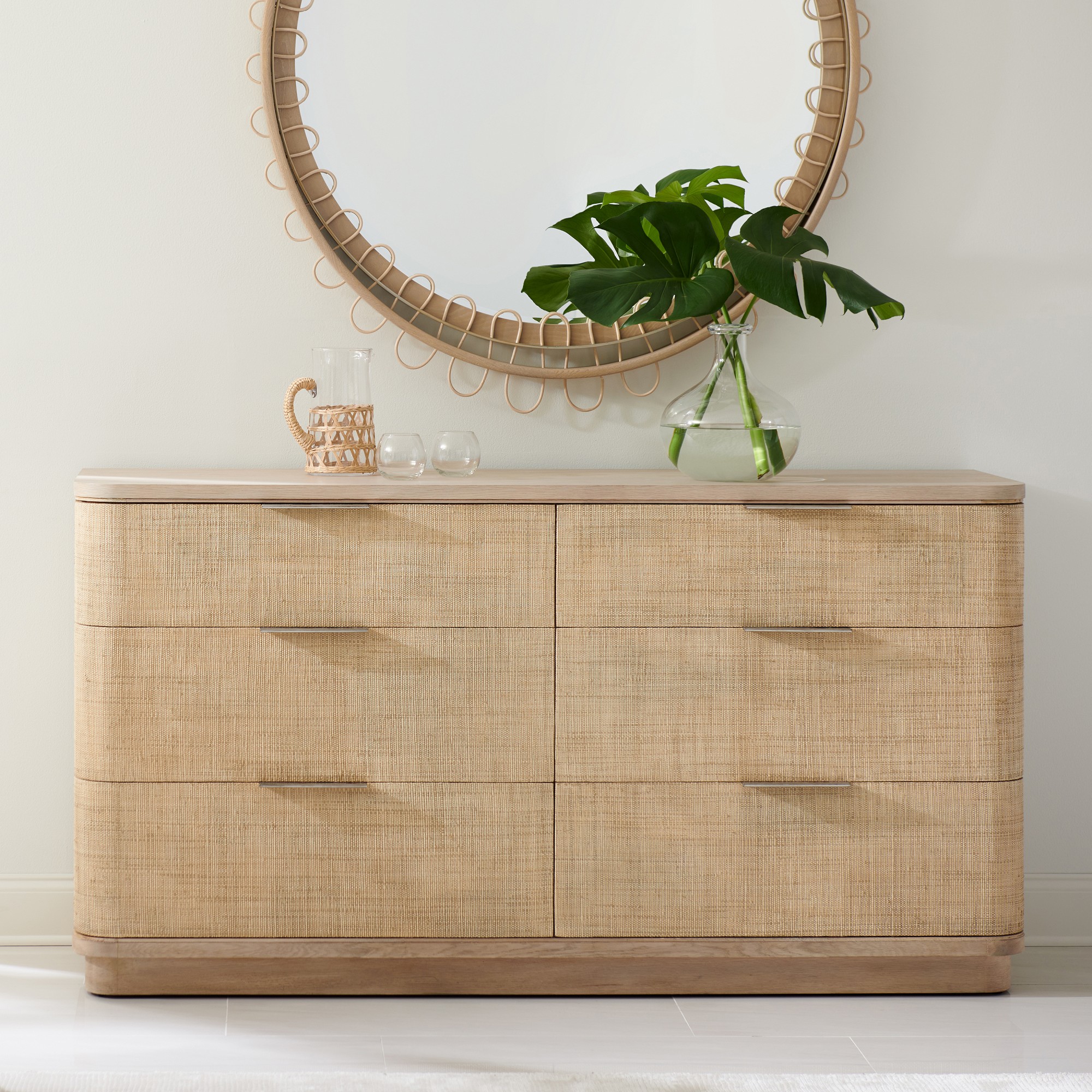 Jonathan Charles Seiche 6-Drawer Grass Cloth Dresser (68