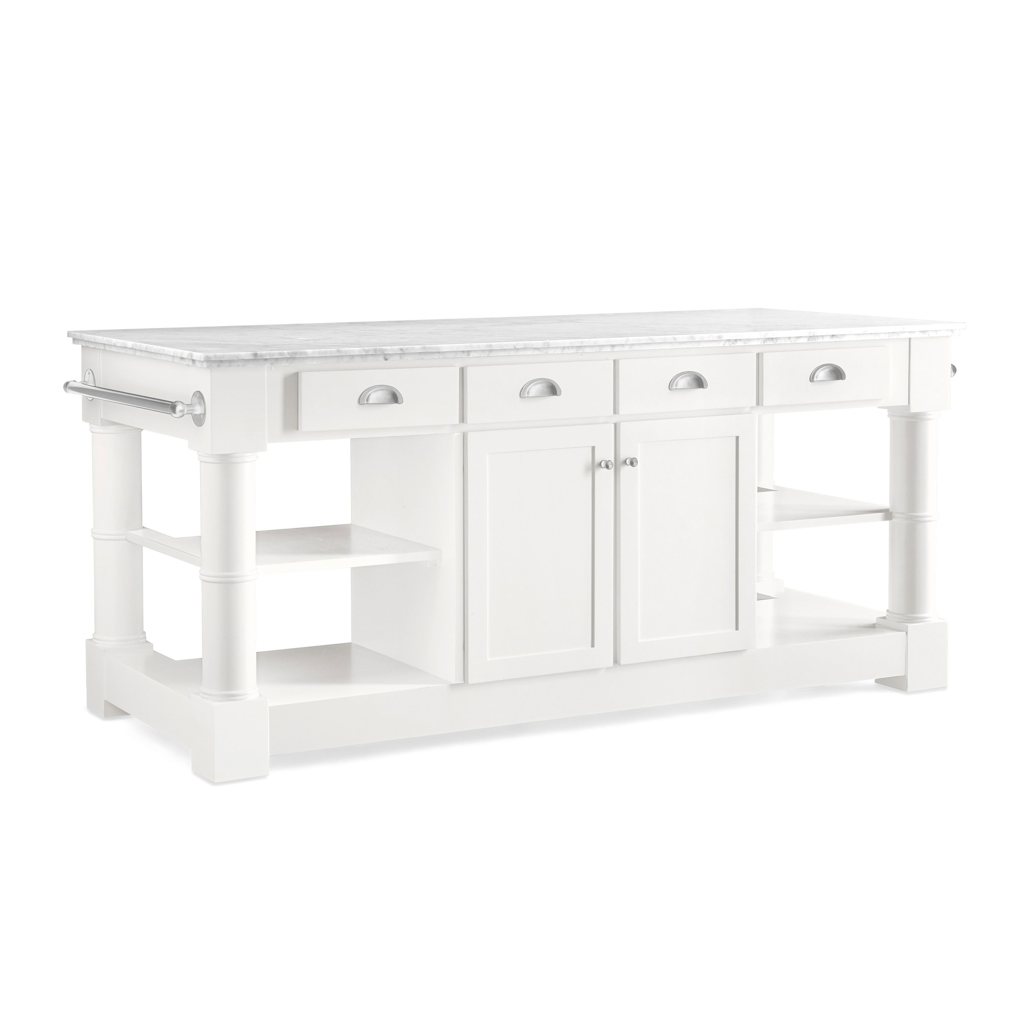 Barrelson Kitchen Island with Marble Top, Polished Nickel (84