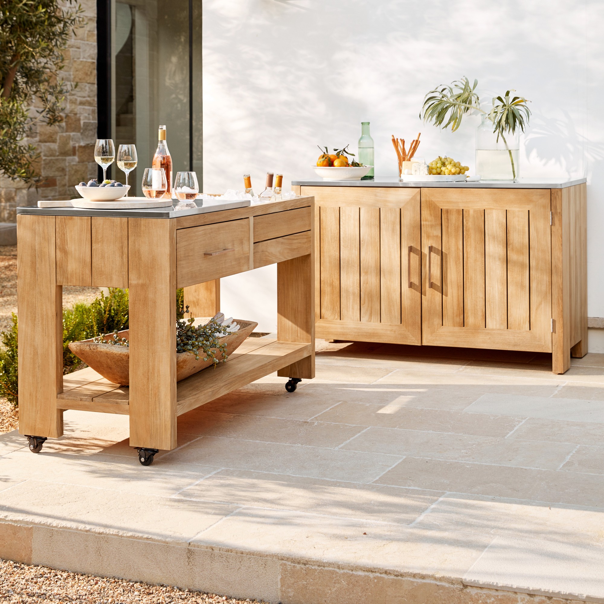 Larnaca Outdoor Teak 2-Door Cabinet (54.5