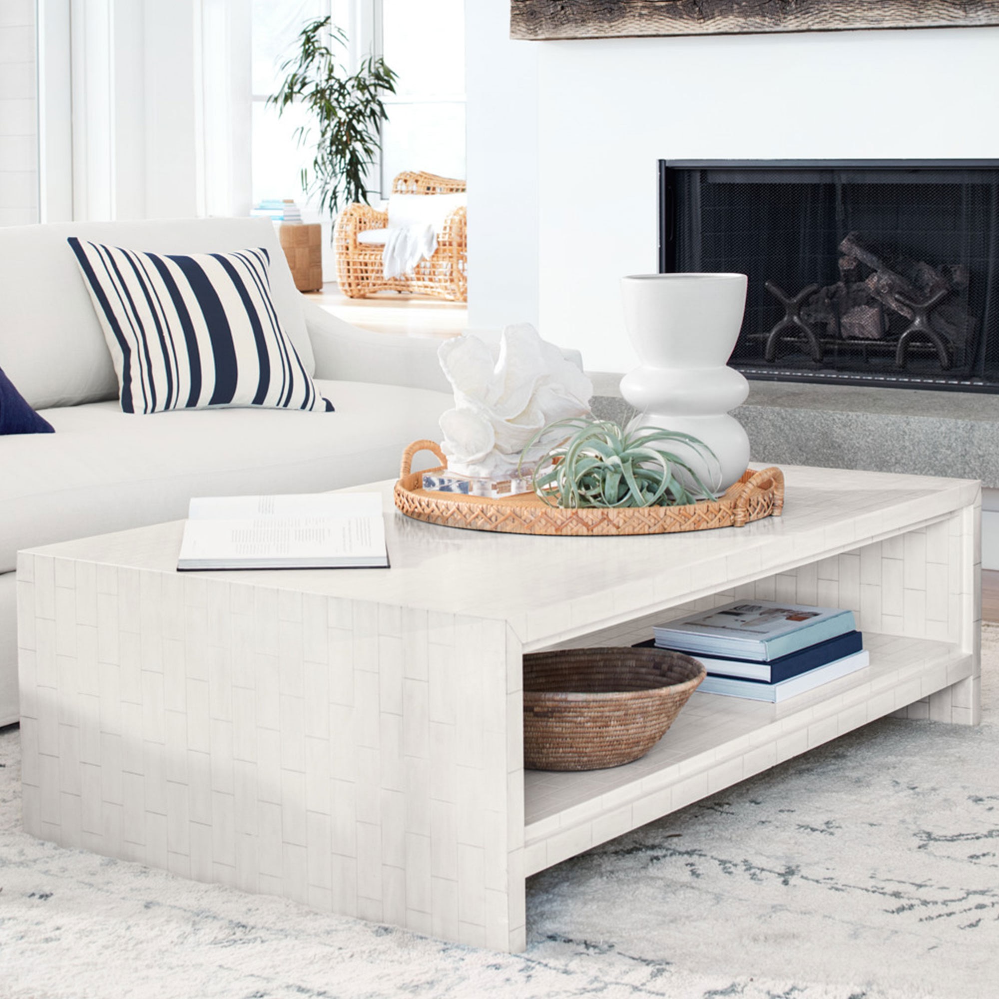 Faux Bone Rectangular Coffee Table (56