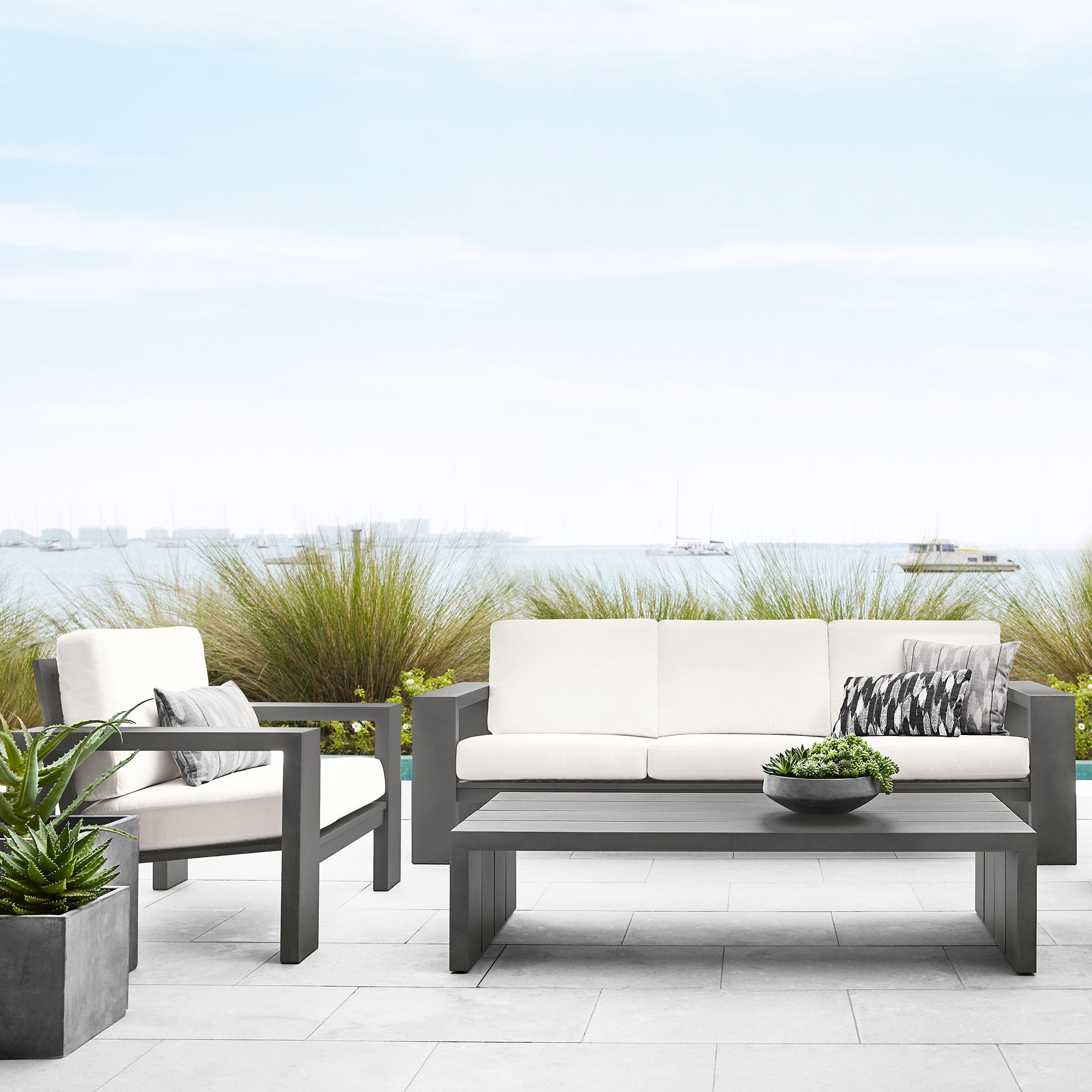 Larnaca Outdoor Slate Grey Metal Coffee Table (48