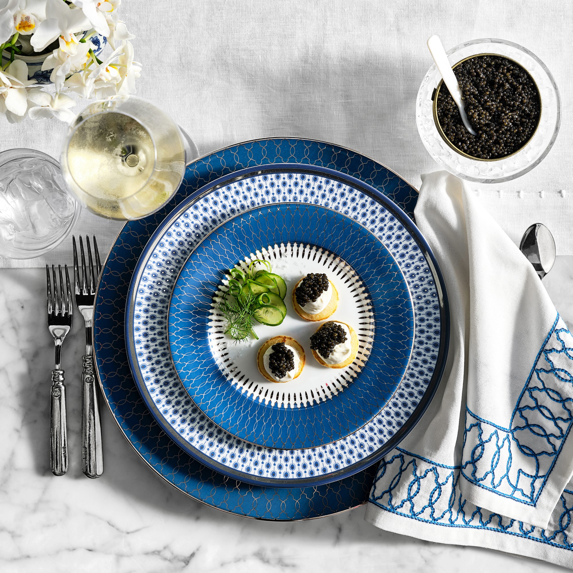Embroidered Lattice Napkins, Set of 4