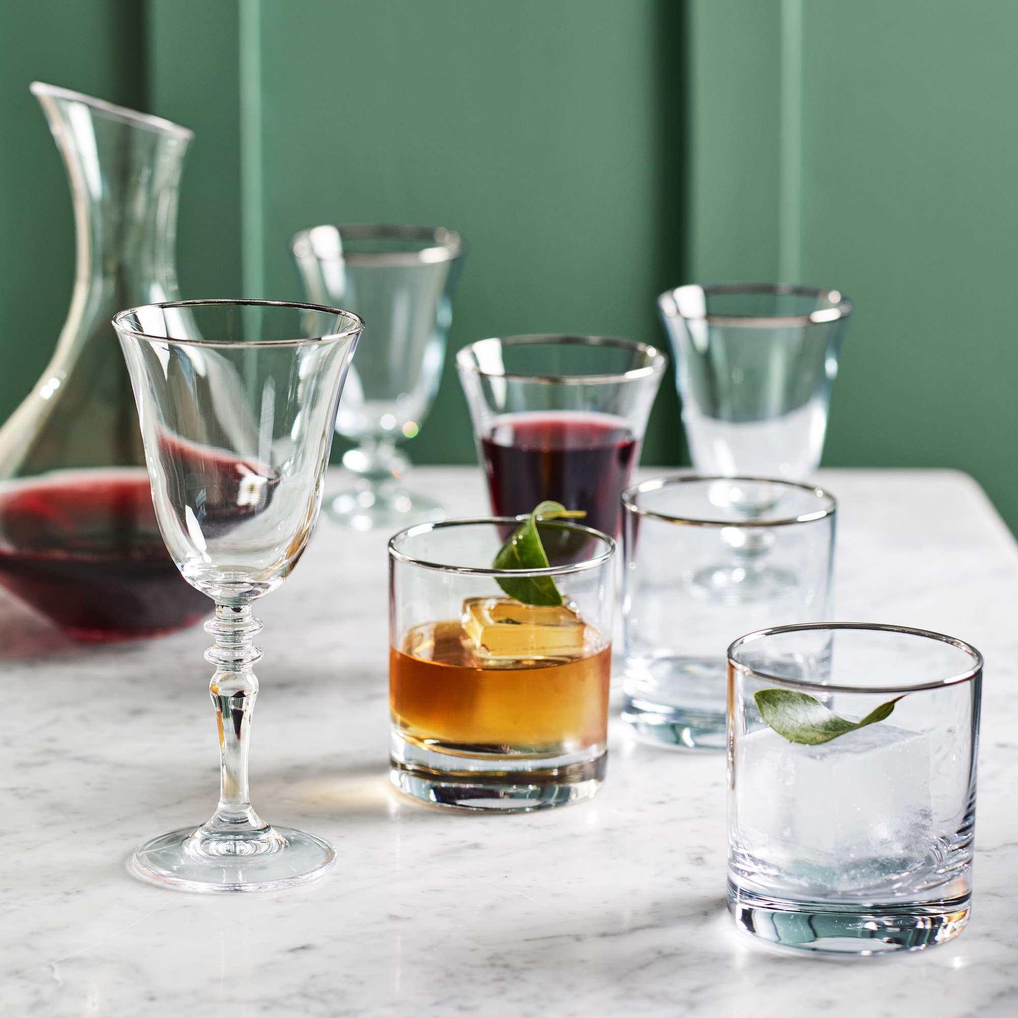 Silver Rim Wine Glasses