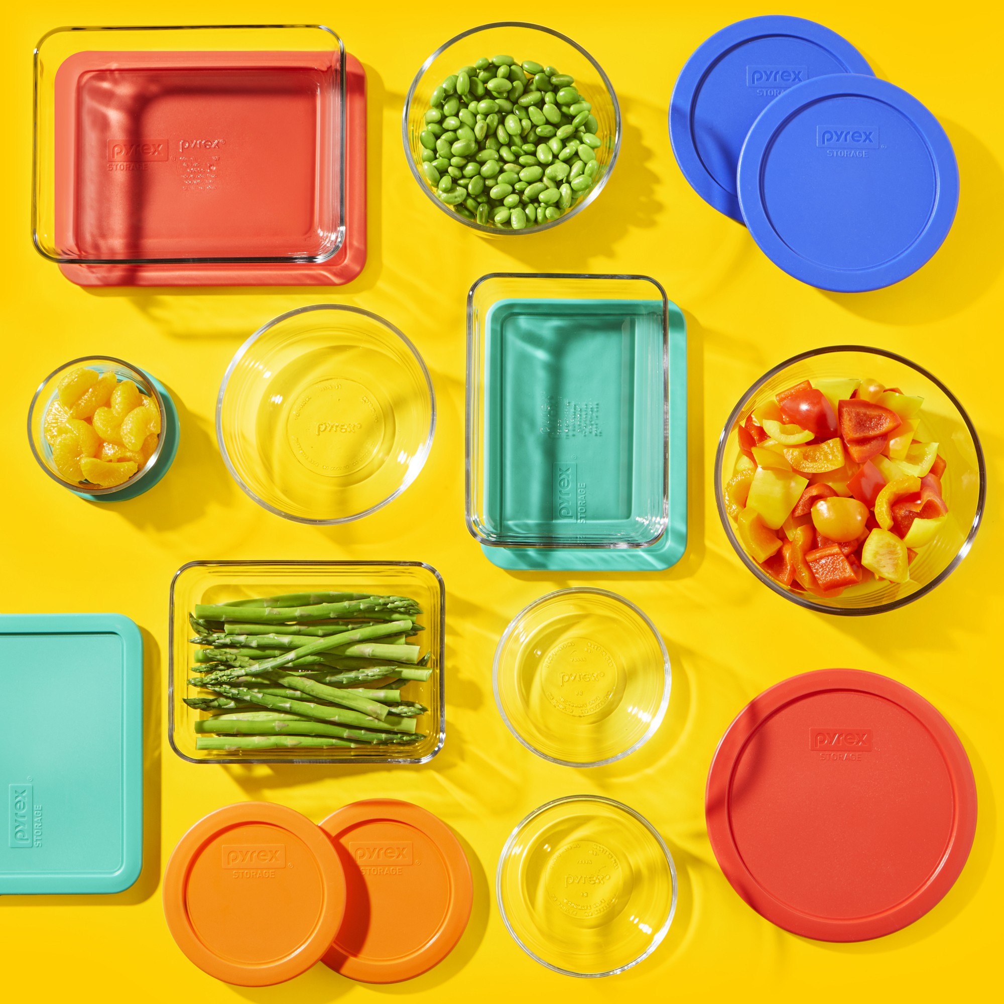 Pyrex Colored Lid Set, Set of 18