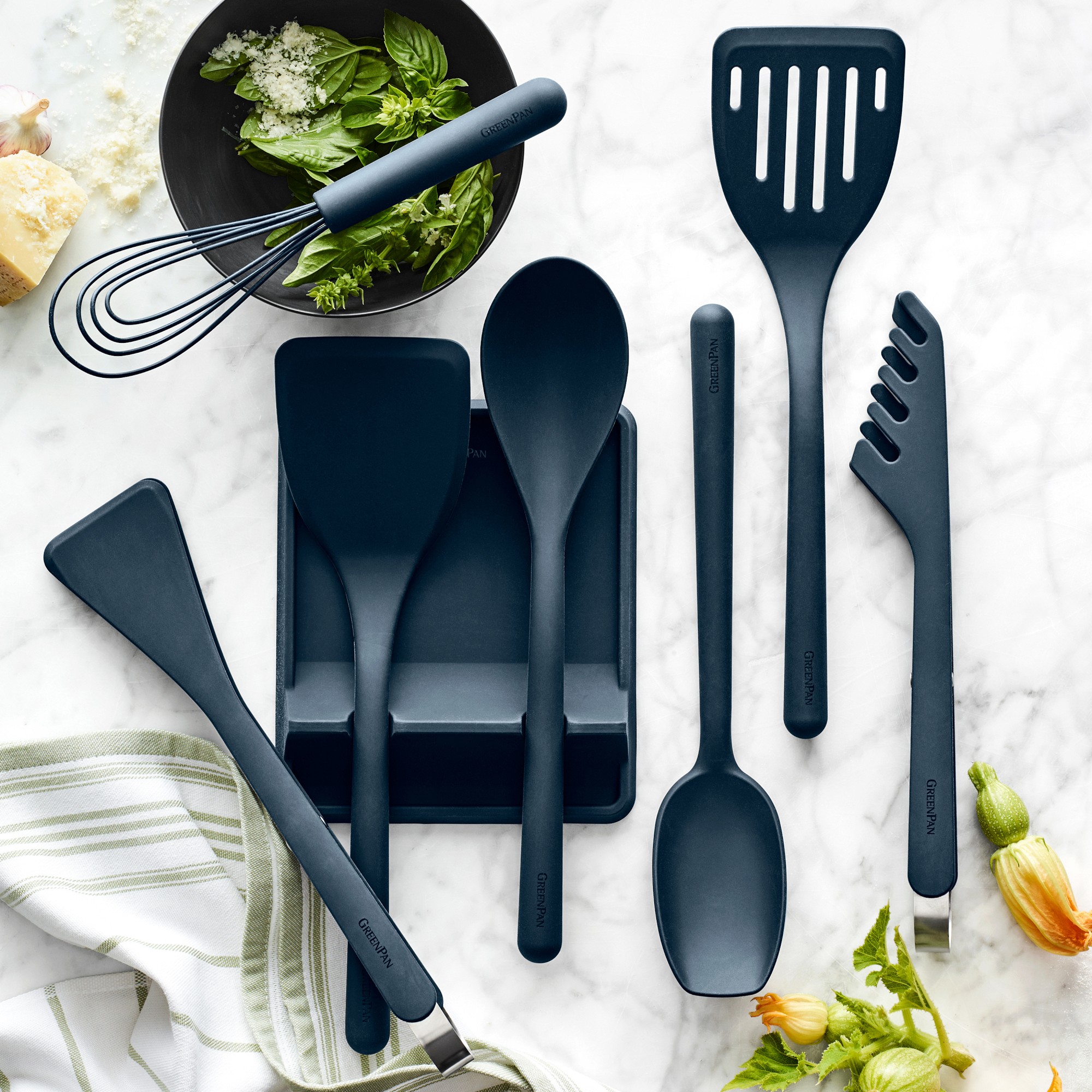 GreenPan™ Silicone Tools Utensil and Spoon Rest Set, Set of 4