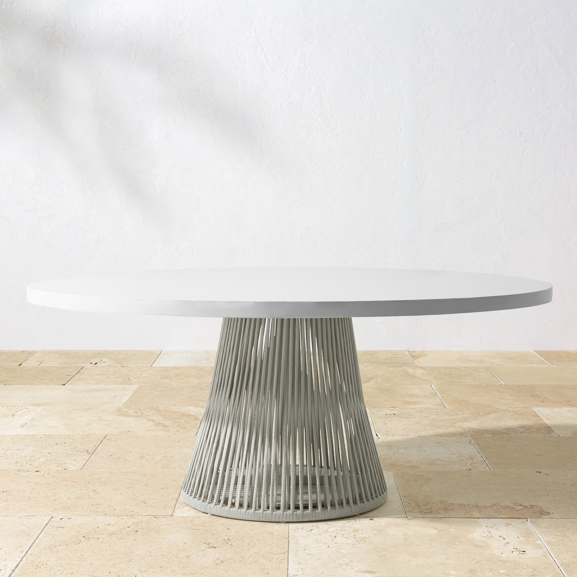 Pasadena Outdoor Fiberstone and Rope Oval Dining Table (72
