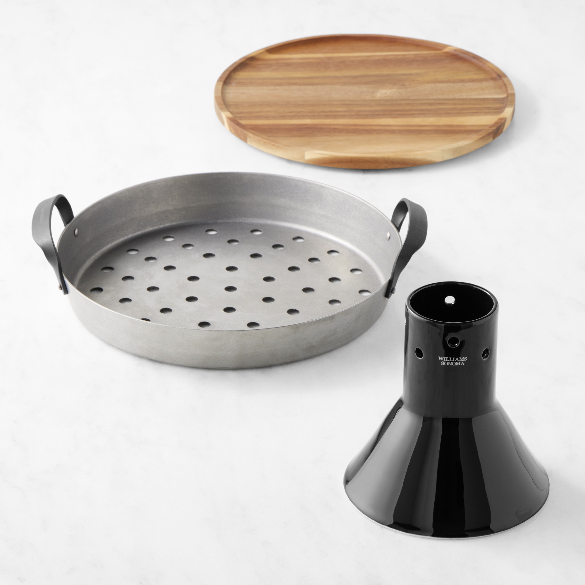 Williams Sonoma Outdoor Round Skillet with Trivet & Chicken Chimney