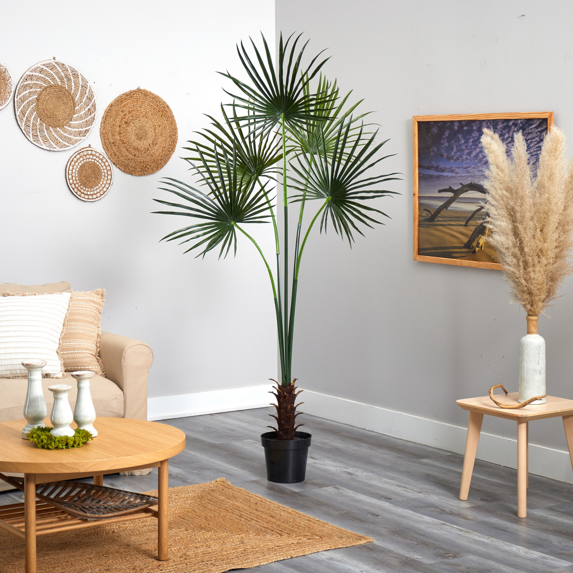 UV Resistant Faux Fan Palm Tree, 84
