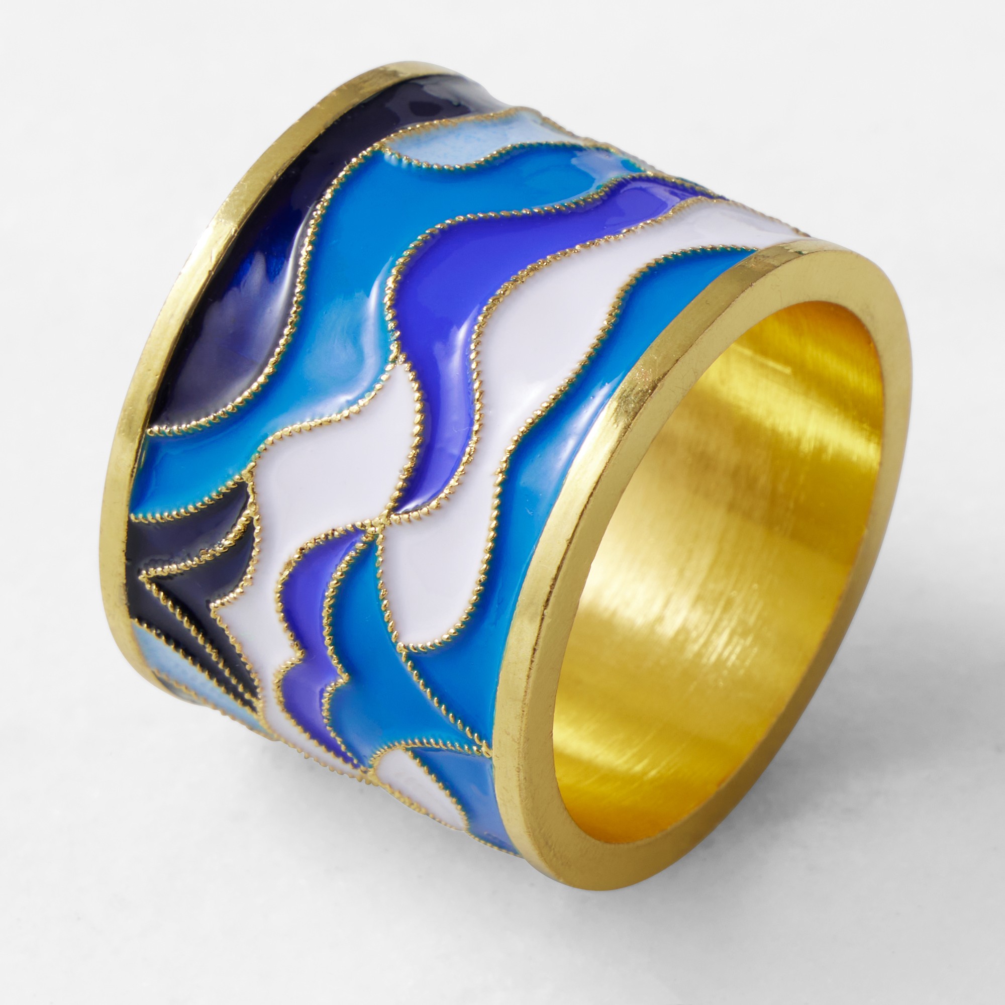 Cloisonné Wave Napkin Rings, Set of 4
