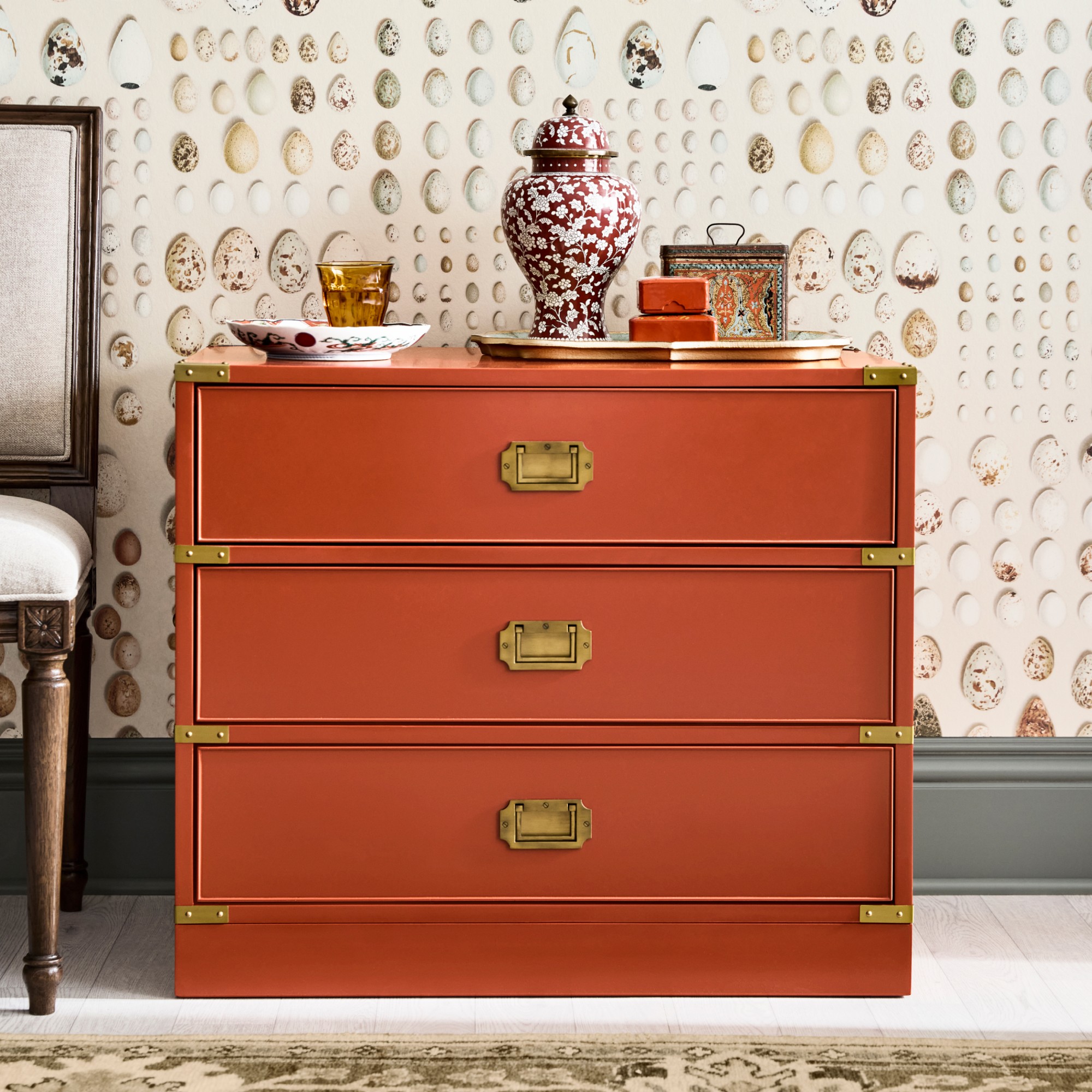 Campaign 3-Drawer Nightstand, Persimmon (30