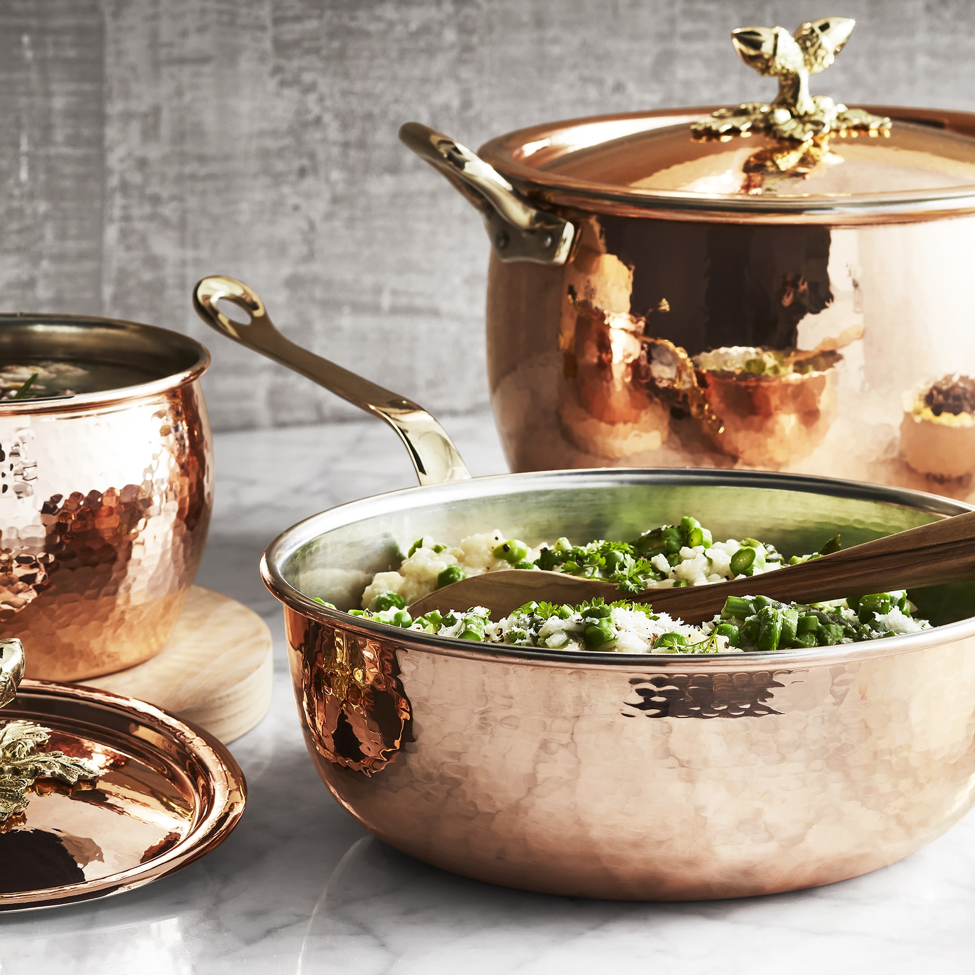 Ruffoni Historia Hammered Copper 7-Piece Cookware Set with Acorn Knobs