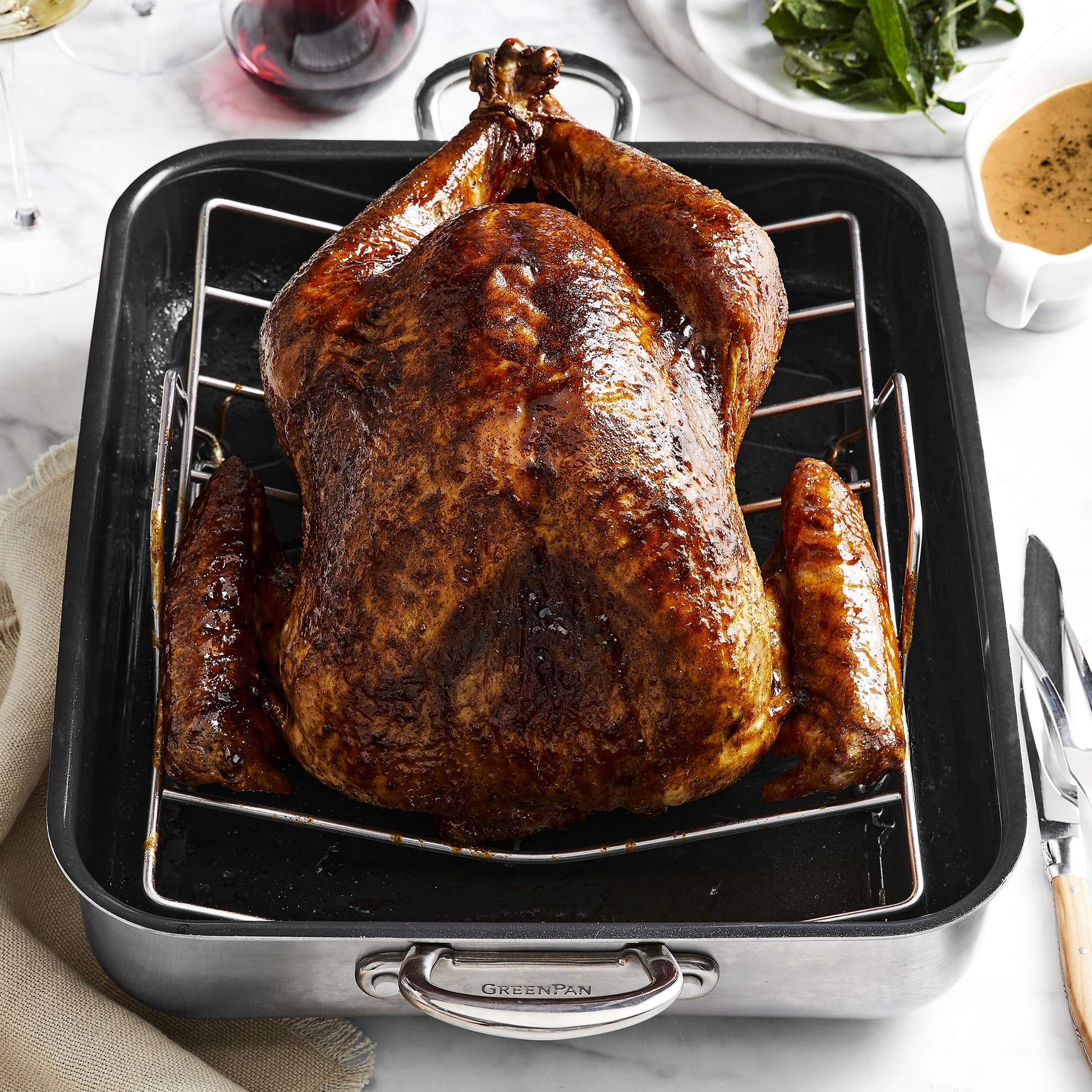 GreenPan™ Premiere Stainless-Steel Ceramic Nonstick Roaster, 16