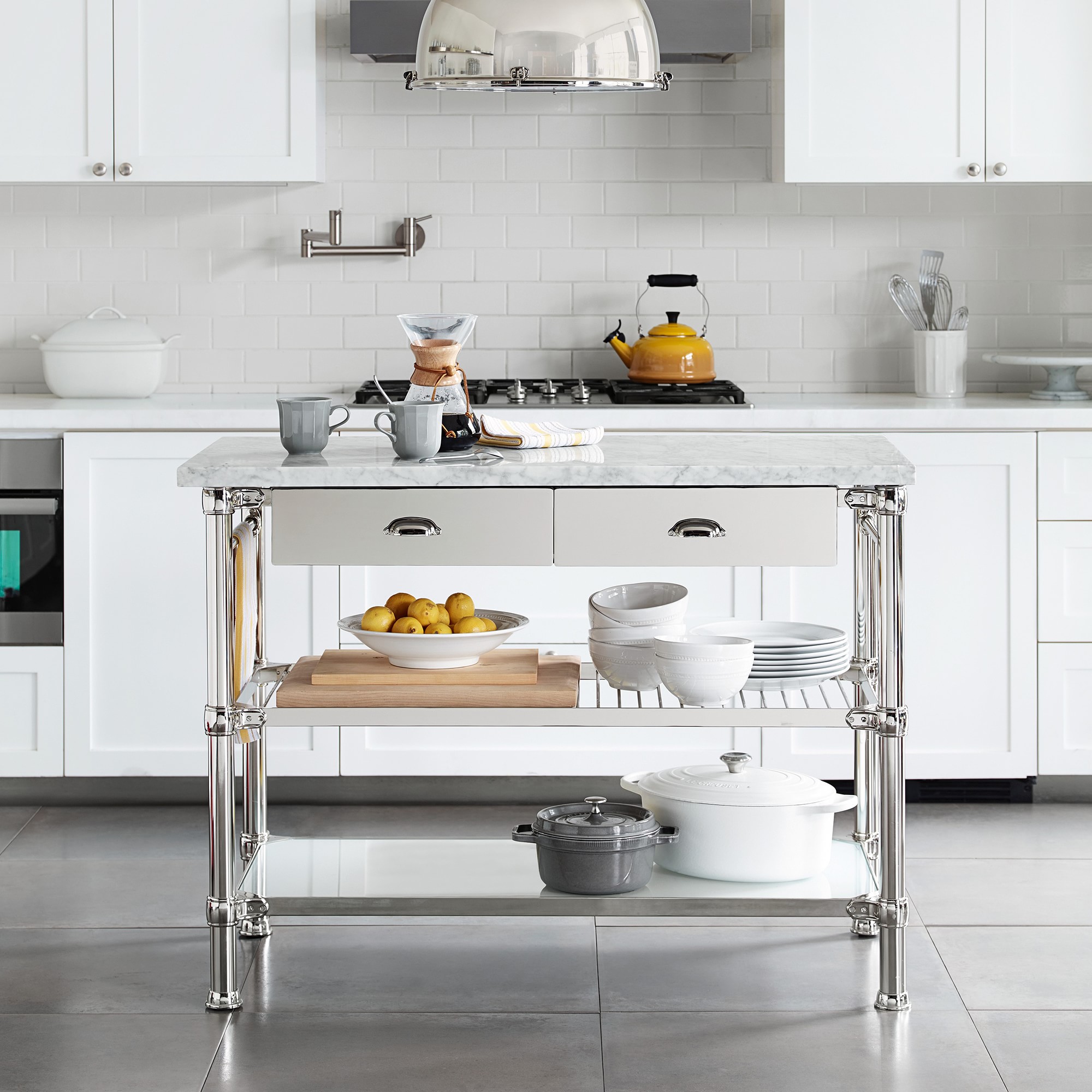 Modular Kitchen Island with Marble Top (48
