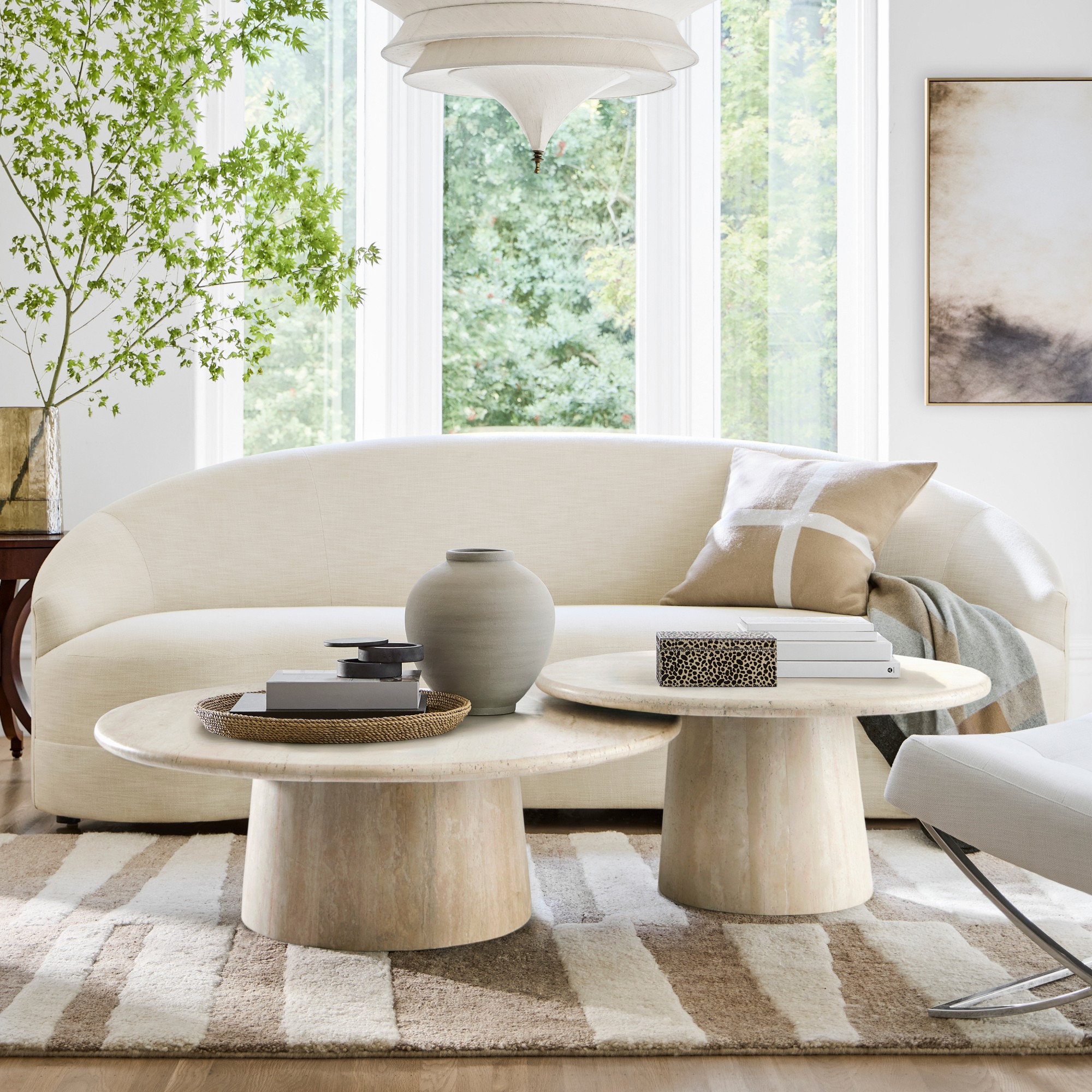 Ortega Travertine Nesting Coffee Tables (36