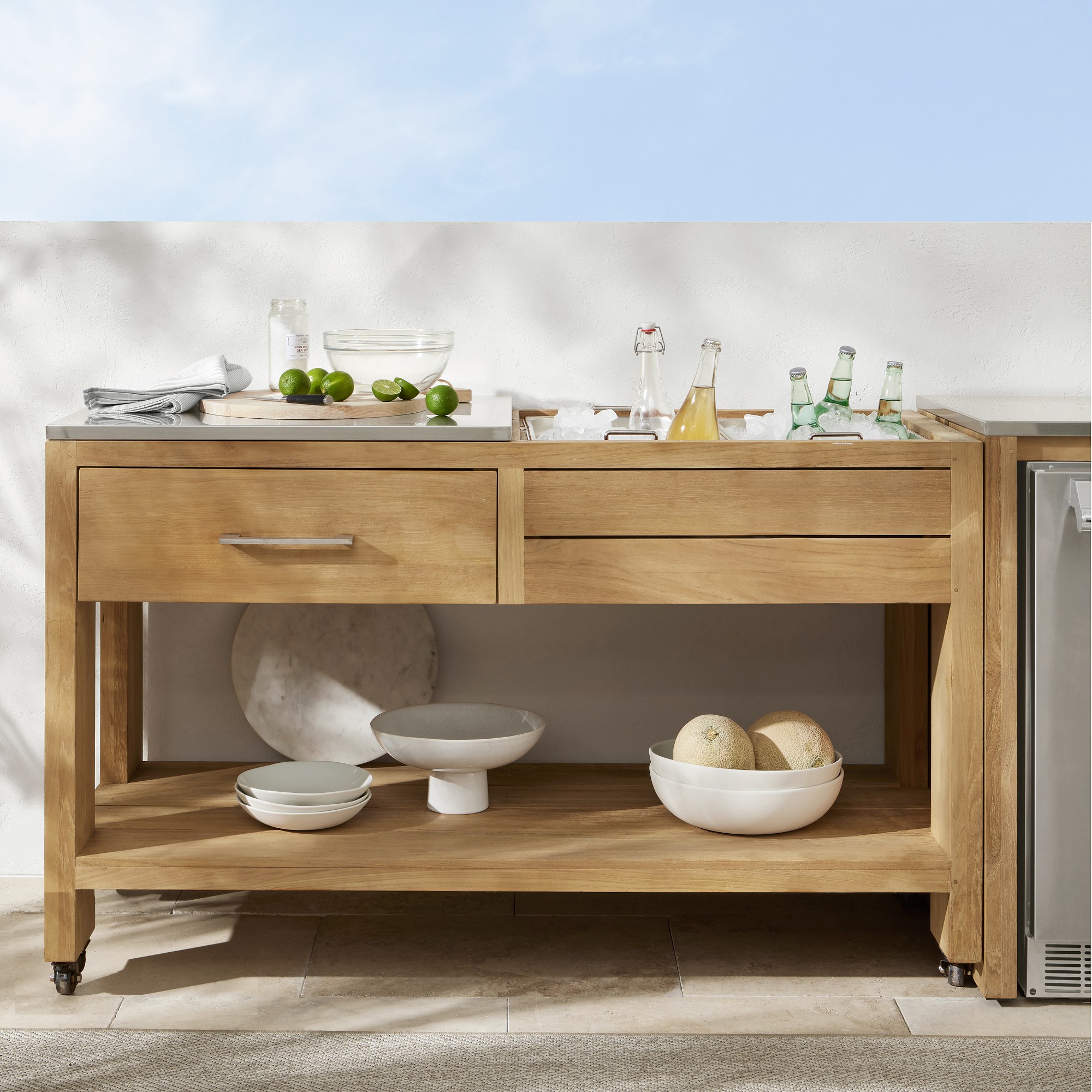 Larnaca Outdoor Teak Prep Table (58
