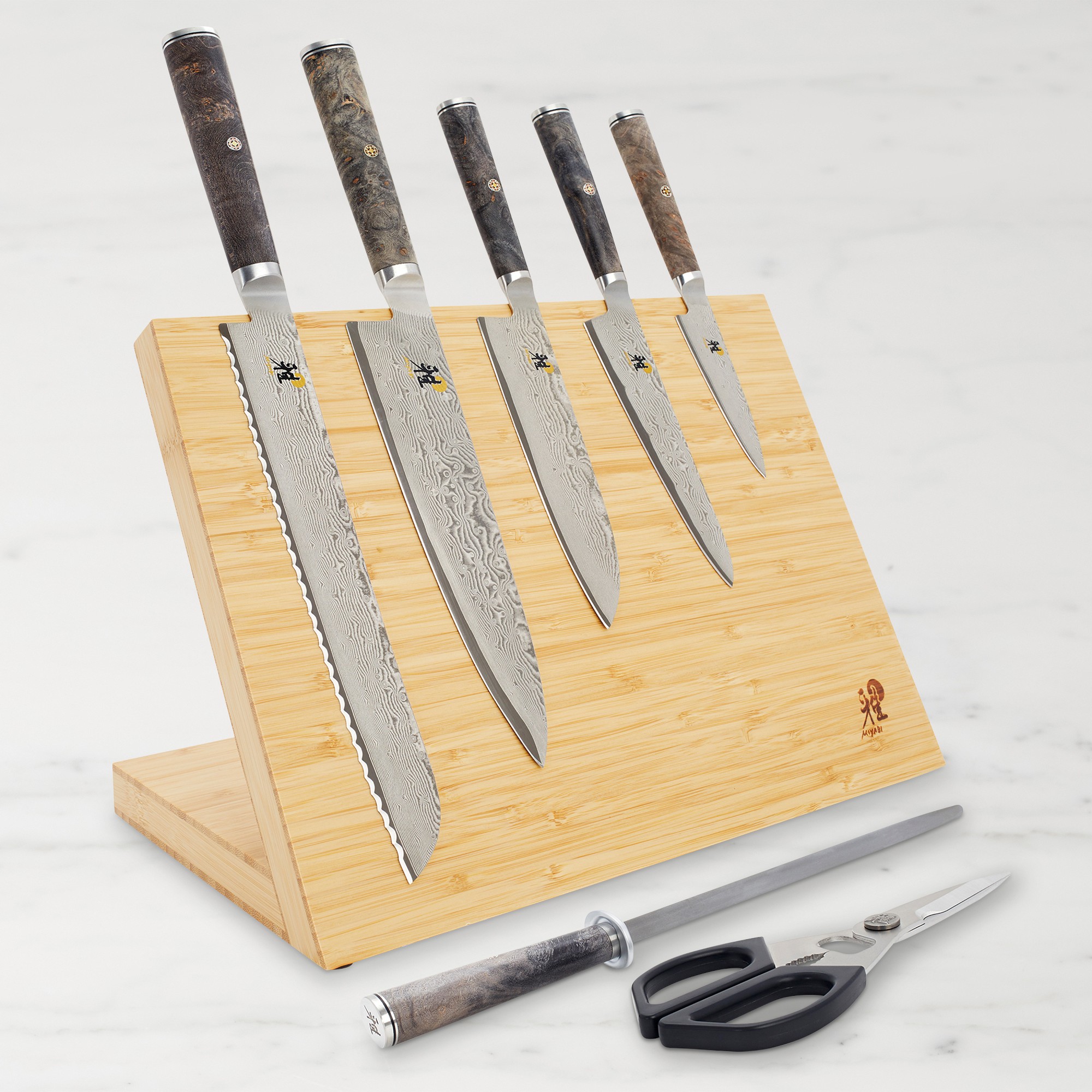 Miyabi Black Magnetic Easel Knife Block, Set of 8