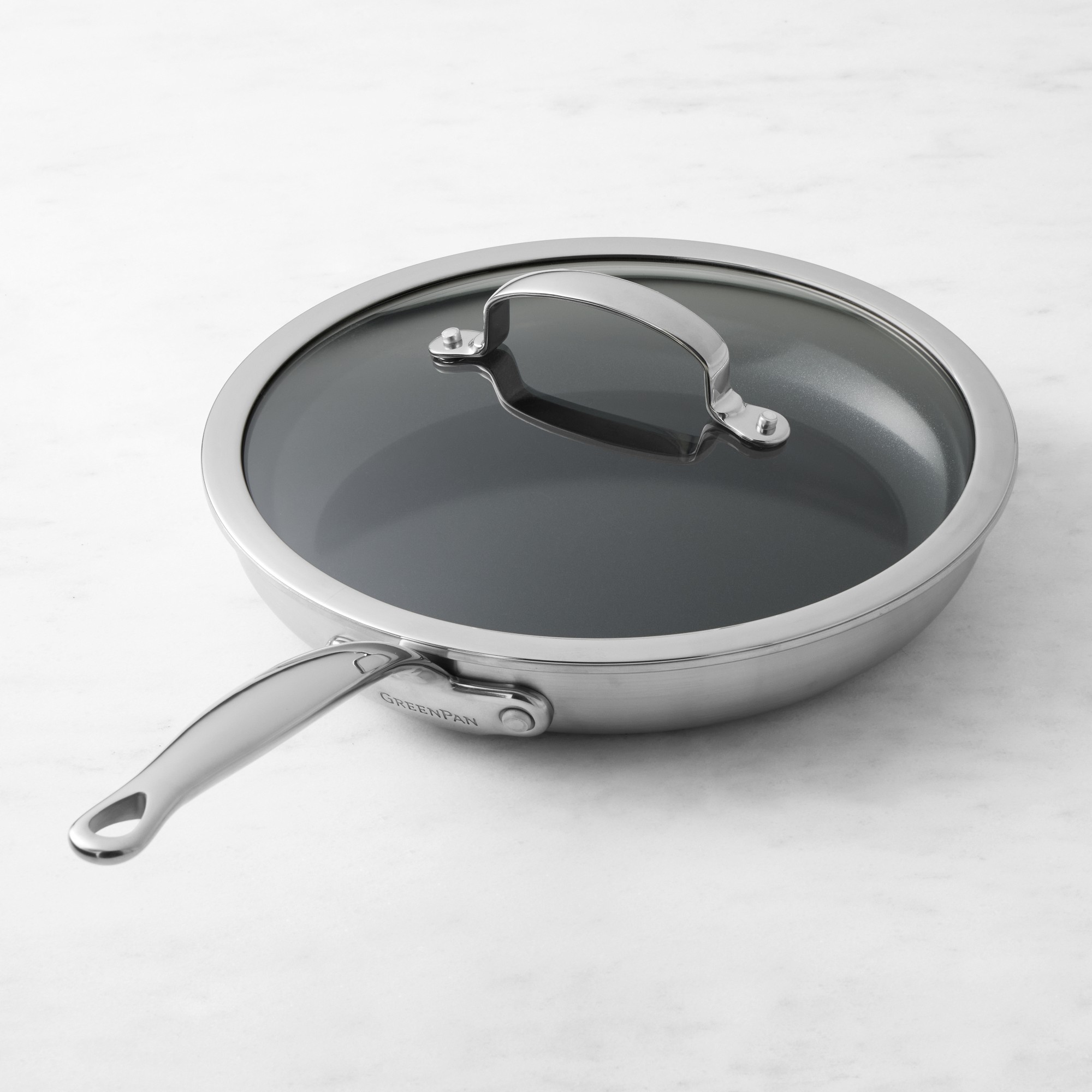 GreenPan™ Premiere Stainless-Steel Ceramic Nonstick Covered Fry Pan, 10