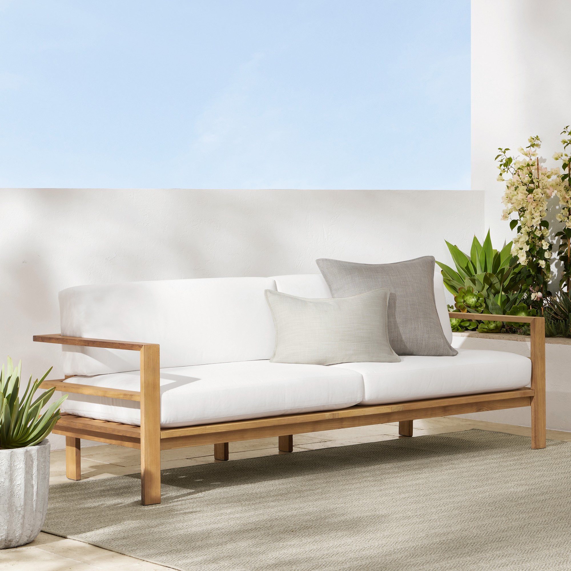 Ojai Outdoor Natural Teak Sofa (90