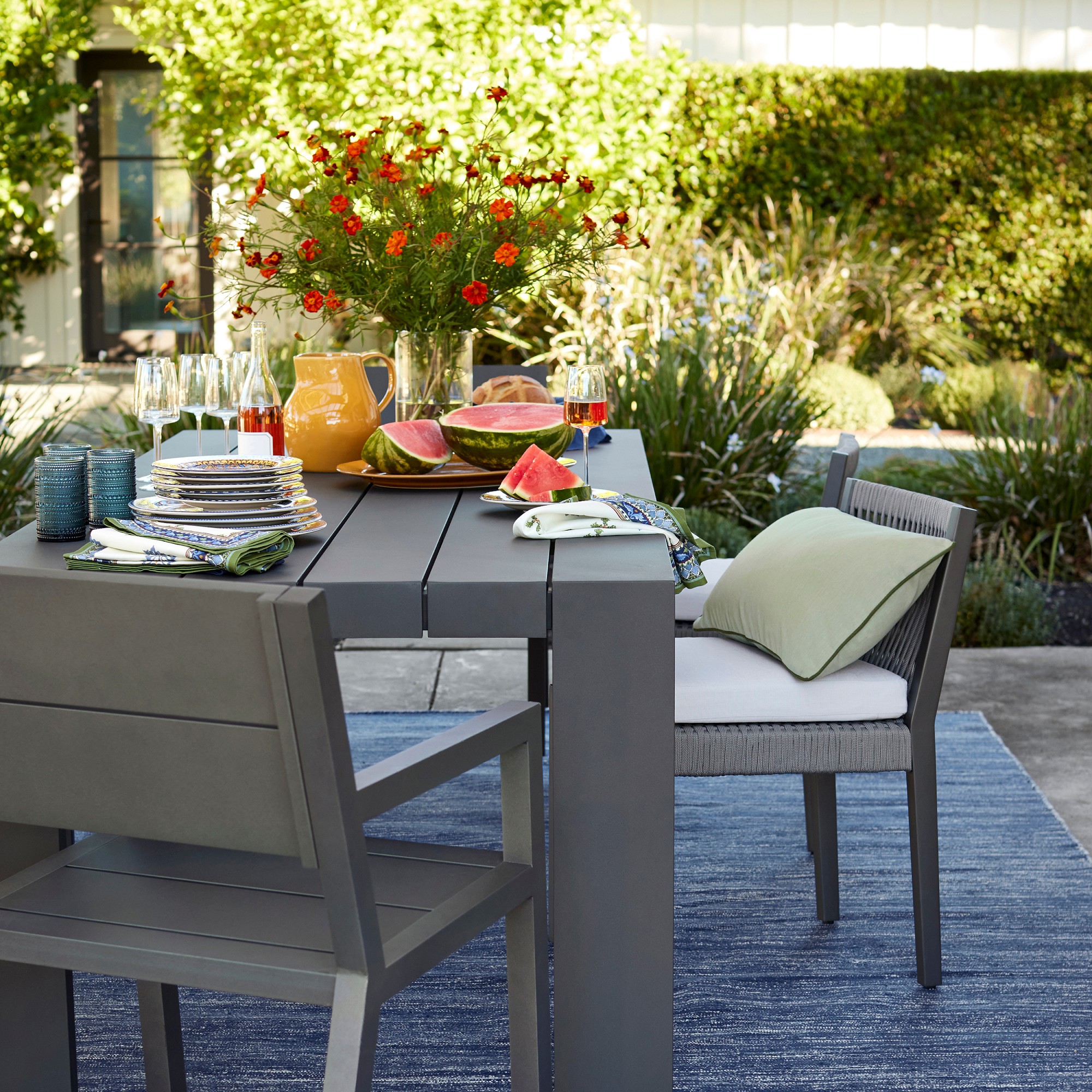 Larnaca Outdoor Slate Grey Metal Dining Table (94