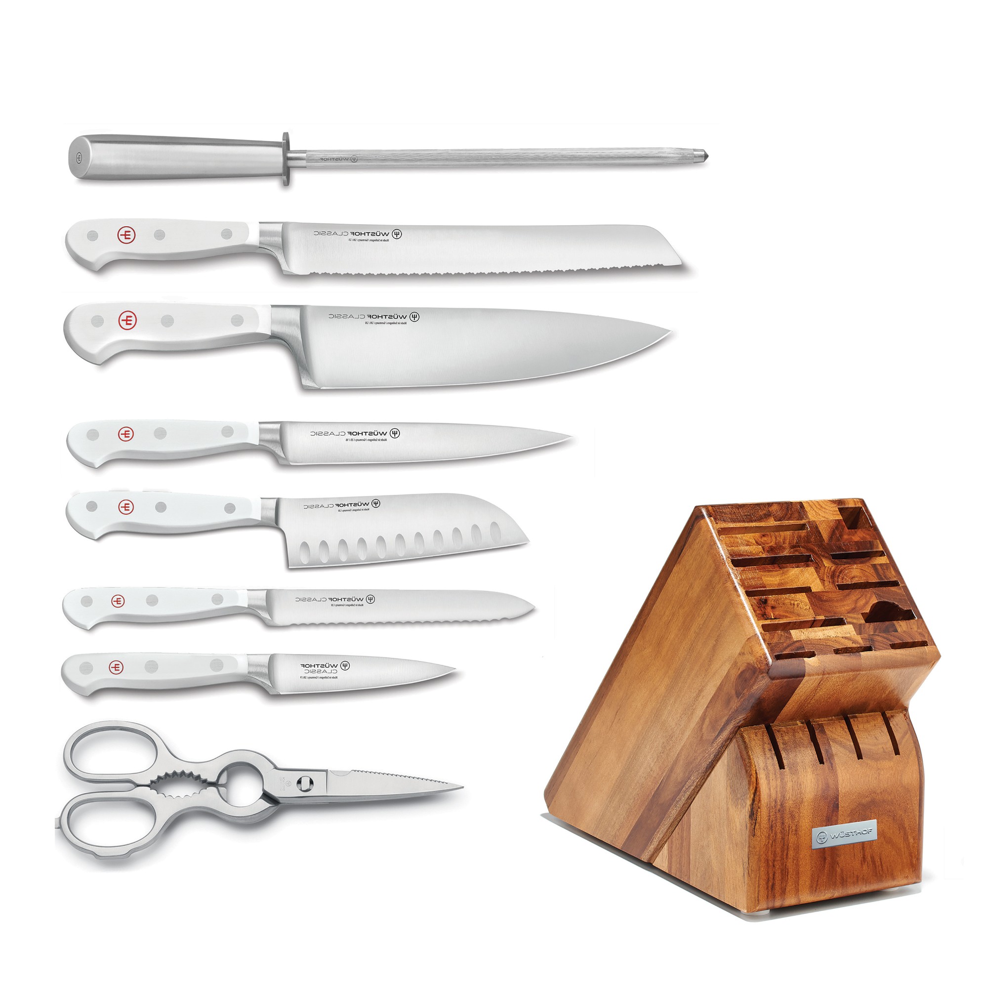 Wüsthof Classic White Knife Block, Set of 9