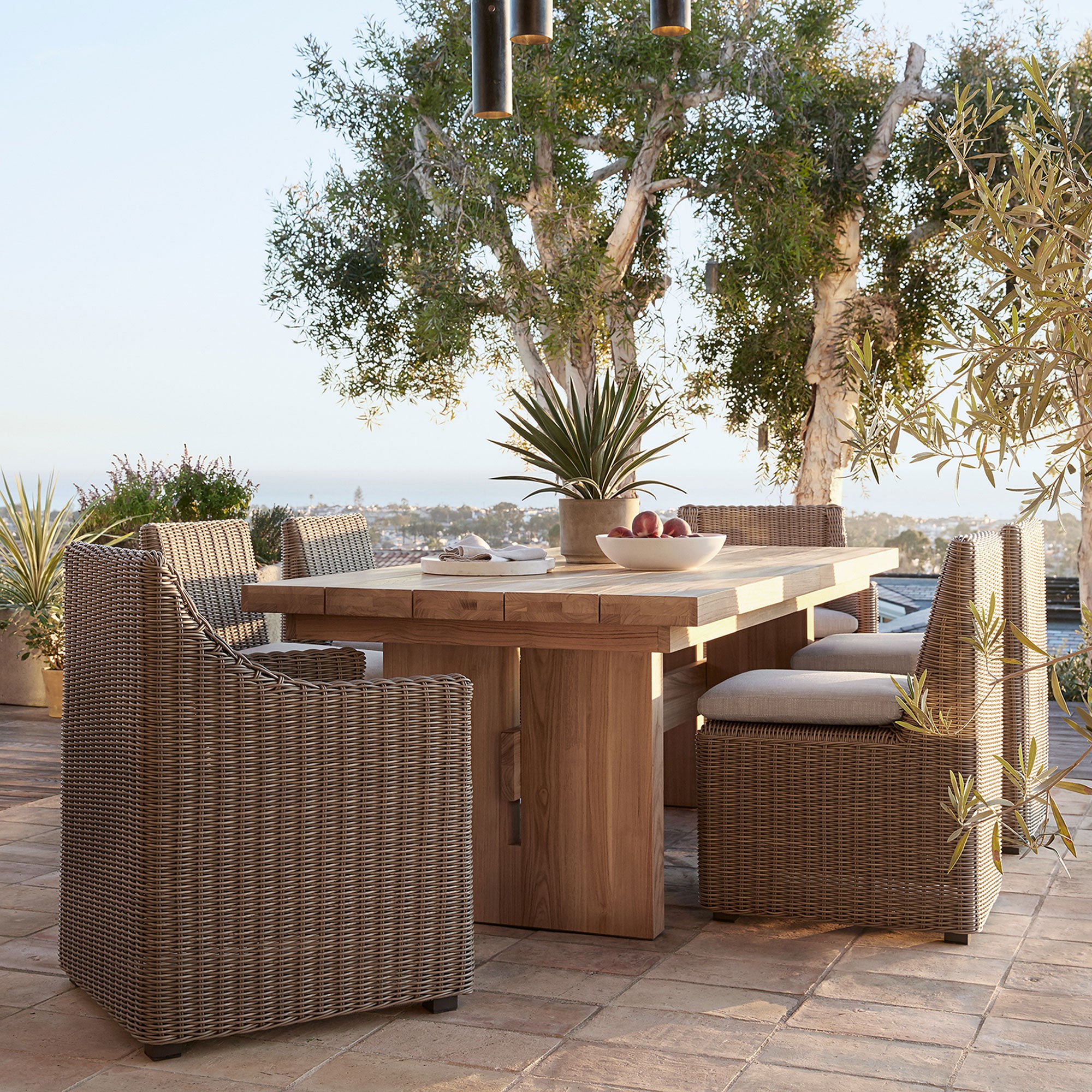 San Clemente Outdoor Natural Teak Rectangular Dining Table (84