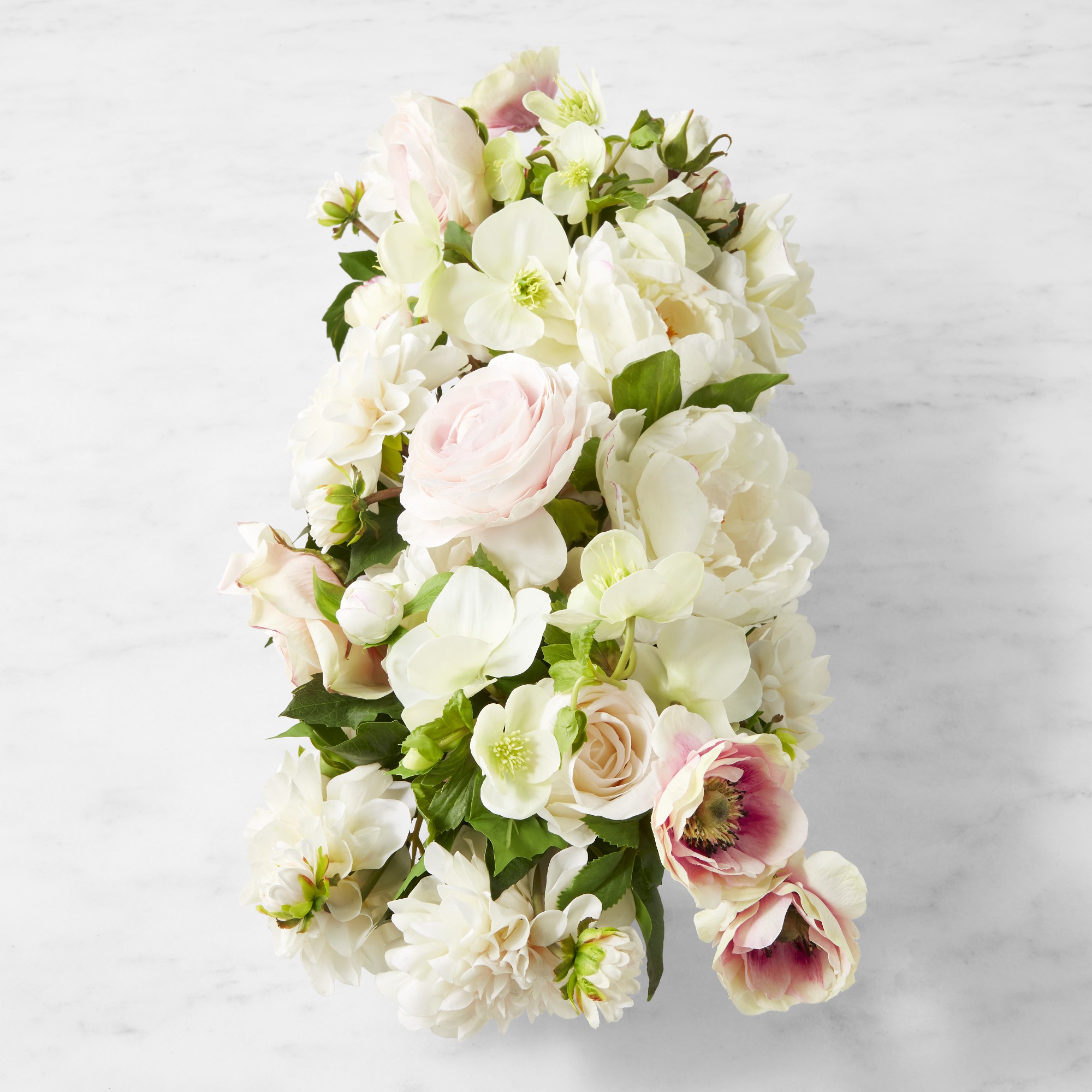 Famille Rose Faux Floral Arrangement in Table Runner Vase
