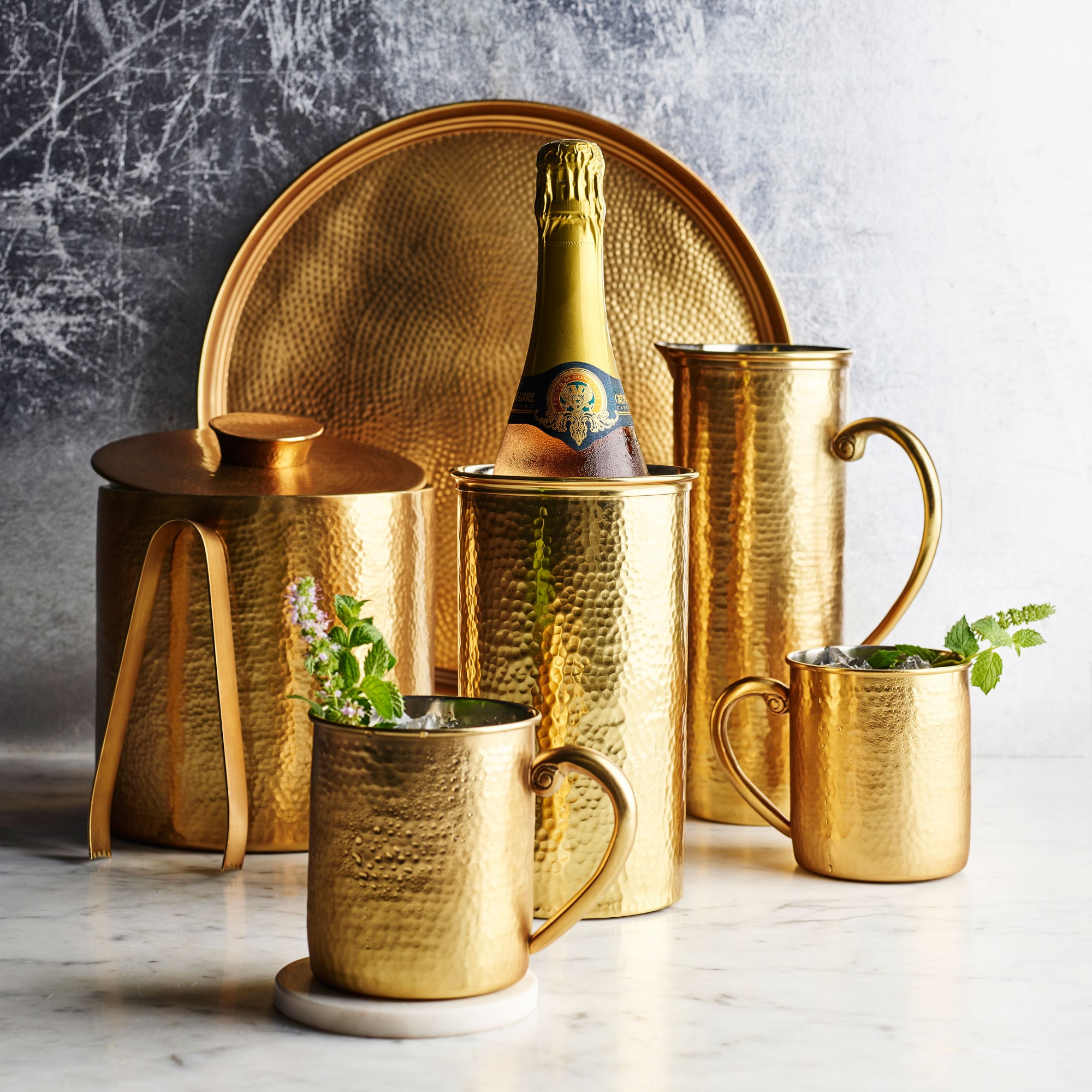 Antique Brass Hammered Wine Chiller
